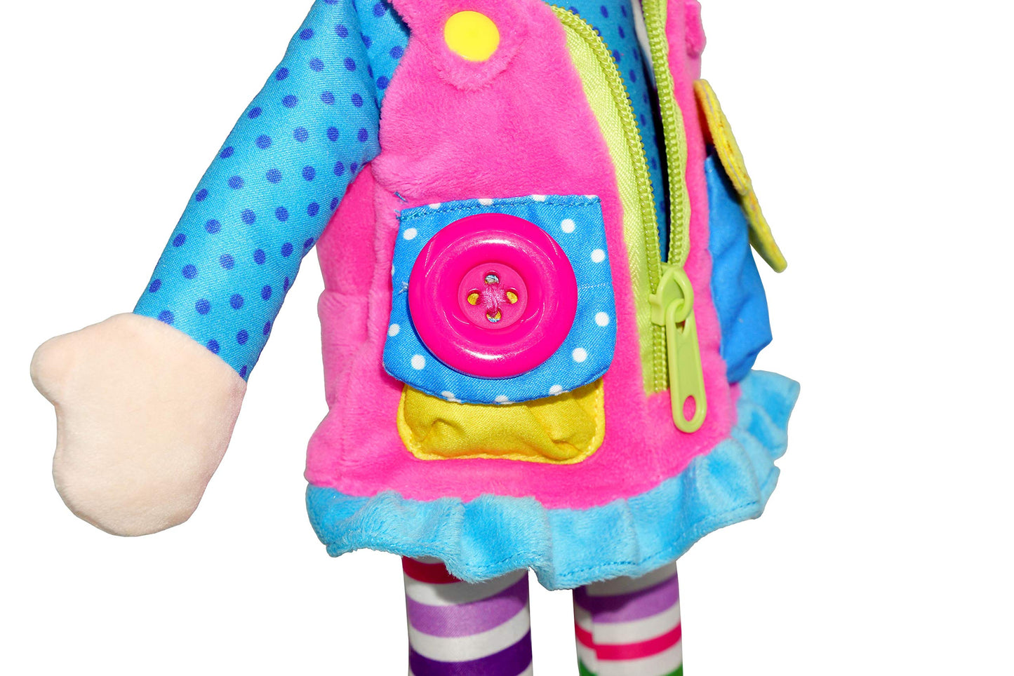 June Garden 15.5" Dressy Friends Belle - Educational Stuffed Plush Doll for Kids and Toddlers 2 Years and Up - Montessori Buckle Soft Toy