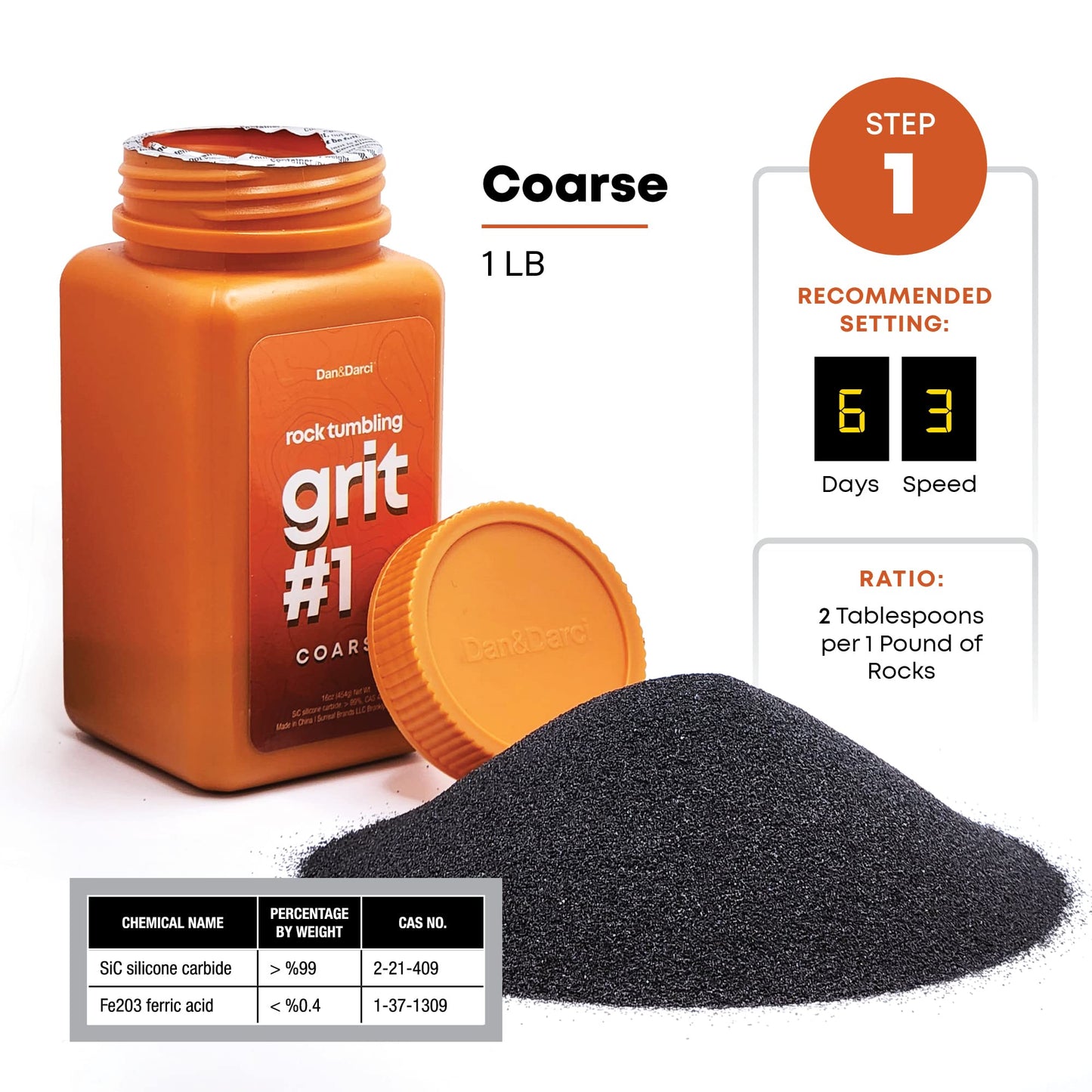 Dan&Darci Rock Tumbler Refill Kit – 3.5 lbs Grit & Poly Pellets, Polishing Media for Stones, Tumblers, and Rock Polishing Supplies