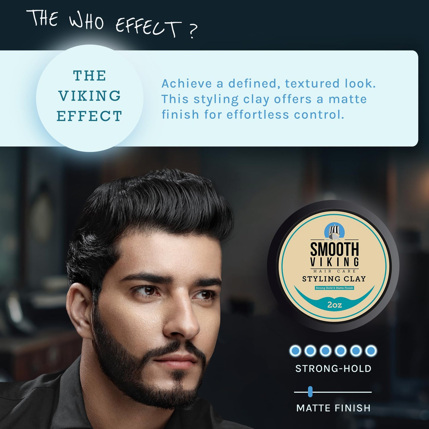 Smooth Viking Hair Clay for Men – Strong Hold, Matte Finish Styling Pomade & Hair Paste, 2oz, Made in USA