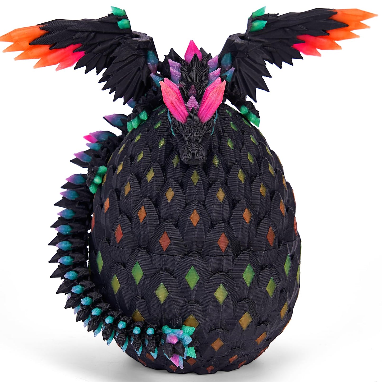 YILCER 3D Printed Glow-in-the-Dark Dragon Eggs with Wings, Articulated Fidget & Dinosaur Toys for Teens, Boys & Girls â Rainbow