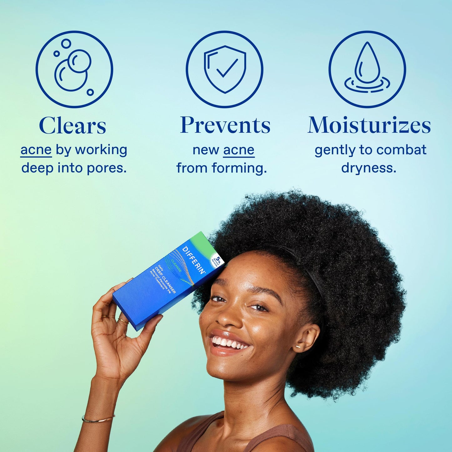 Differin Acne Face Wash 5% Benzoyl Peroxide – Daily Deep Cleanser for Acne-Prone, Sensitive Skin, Gentle Skincare, 4 oz