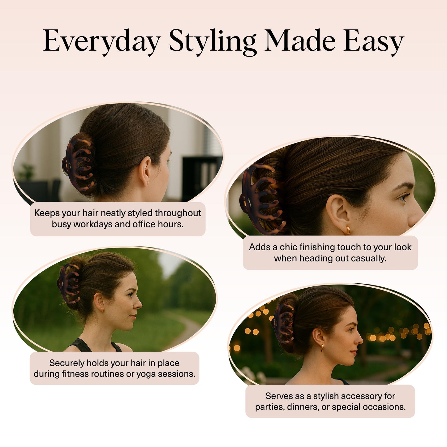 Kitsch Octopus Claw Clips for Women - Cute & Stylish Hair Clips for Everyday Use, Octopus Claw Clip for Thick Hair | Ideal Gifts for Women - Black & Tortoise, 2pcs