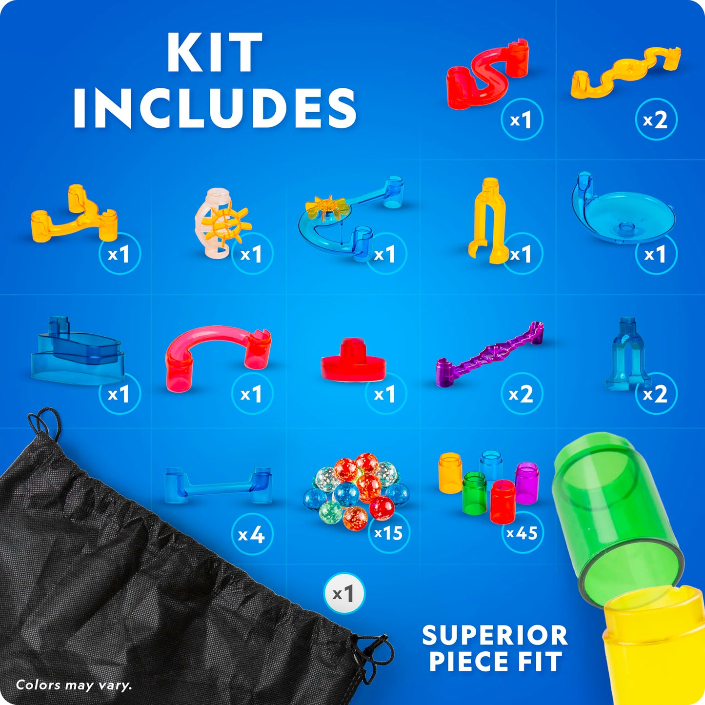 NATIONAL GEOGRAPHIC Glowing Marble Run – STEM Building Set with 15 Glow-in-the-Dark Marbles & Storage Bag, Kids Construction Toy