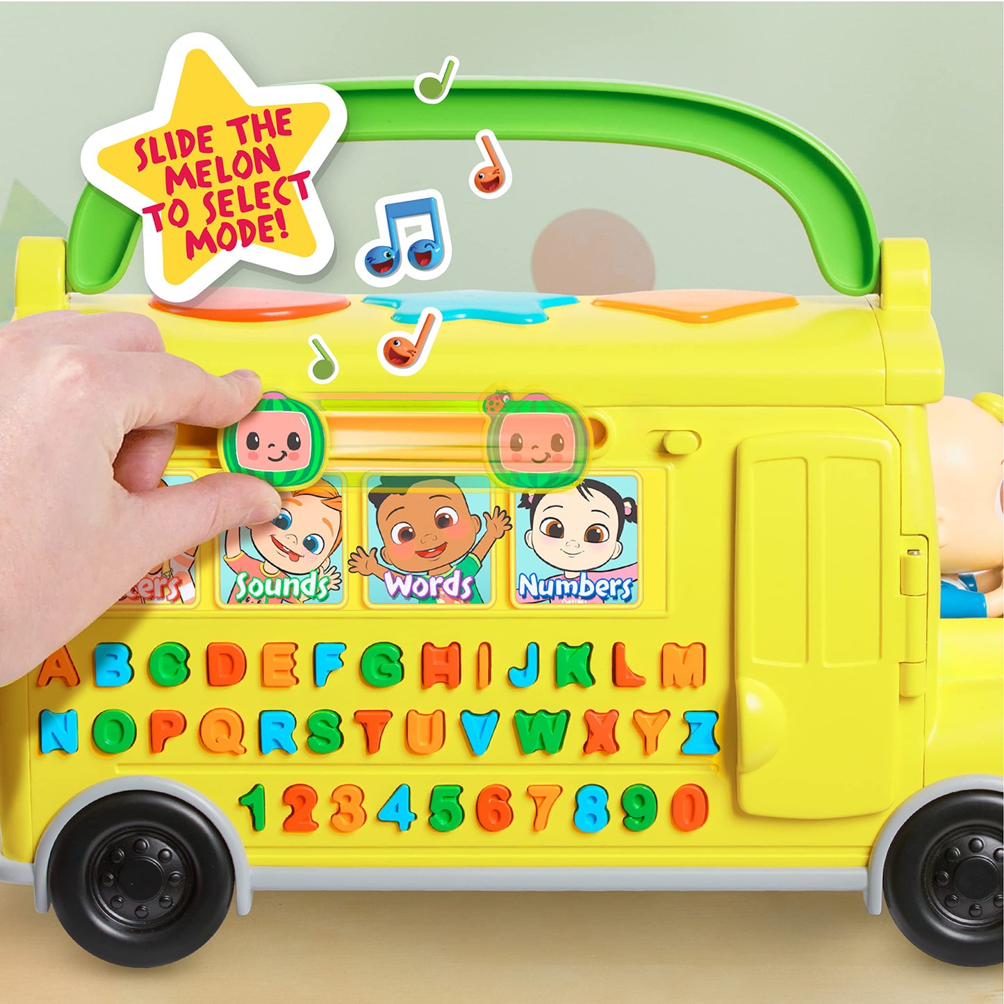 CoComelon Musical Learning Bus Toy – ABCs, Numbers & Phonics, Plays Wheels on the Bus, Official Licensed Yellow School Bus for Kids 18+ Months