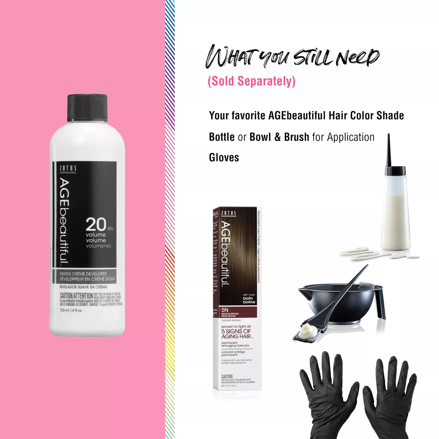 AGEbeautiful 20 Volume Gentle Creme Developer 4 oz | For Permanent Hair Color, Toners & Lighteners | Professional, Long-Lasting Results