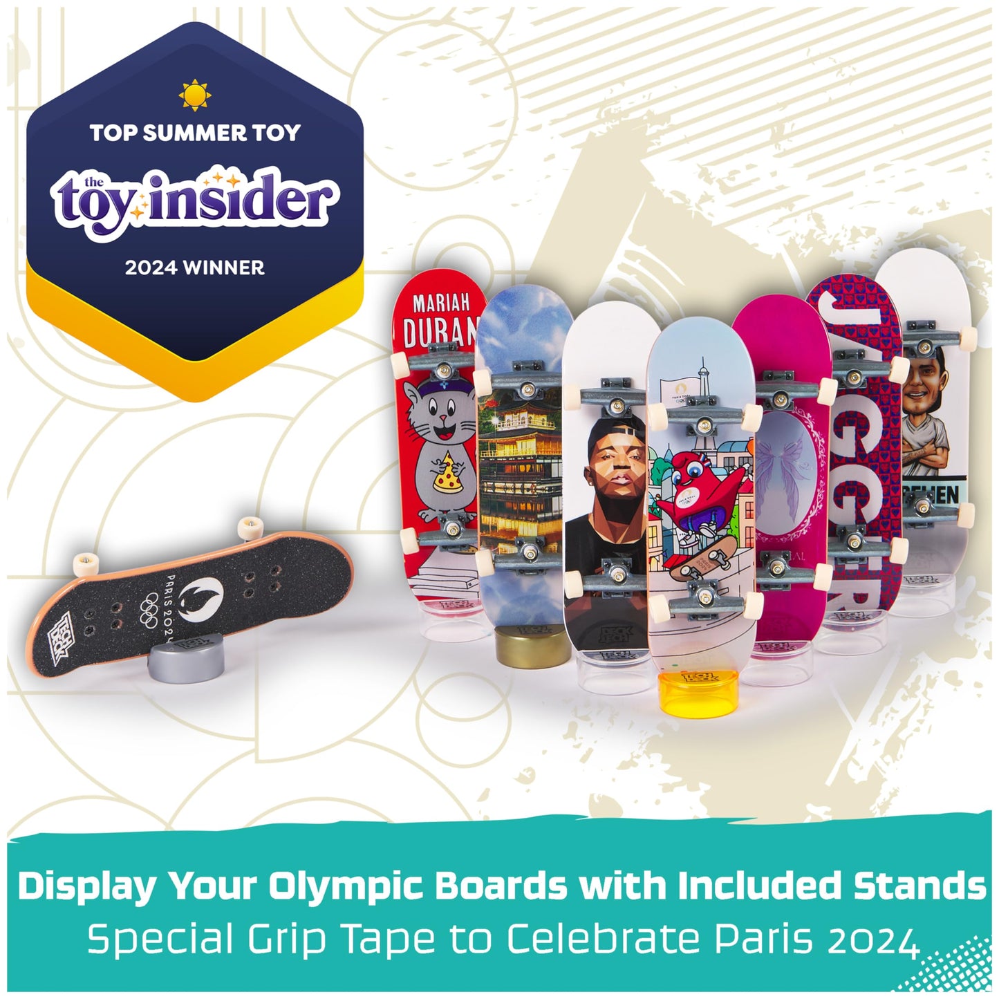 Tech Deck Competition Legends 8-Pack Fingerboards with Collectible Cards, Paris 2024 Olympics Mini Skateboards for Kids 6+