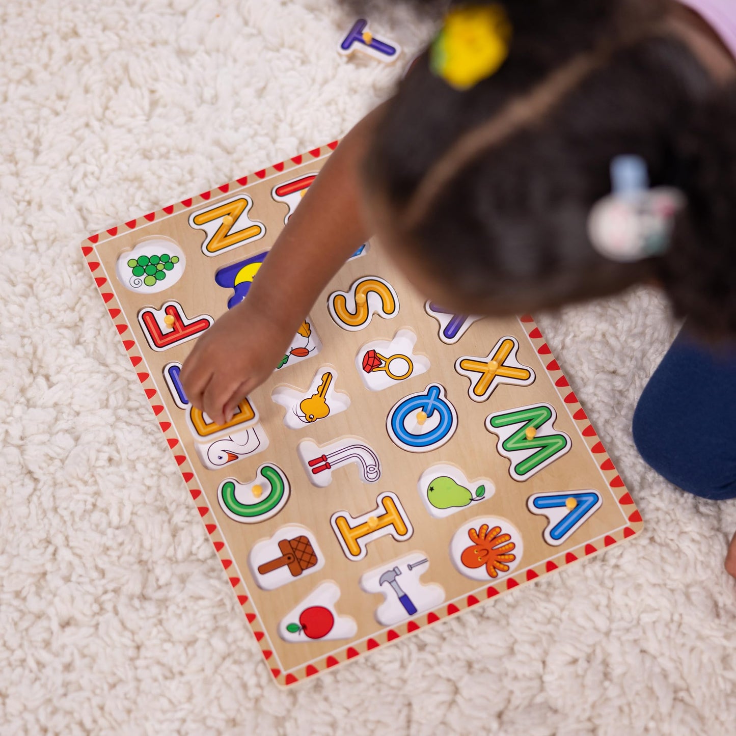 Melissa & Doug Lift & See Alphabet Wooden Peg Puzzle (26 pcs) Toddler and Preschool Puzzles for Ages 1+ - FSC-Certified Materials