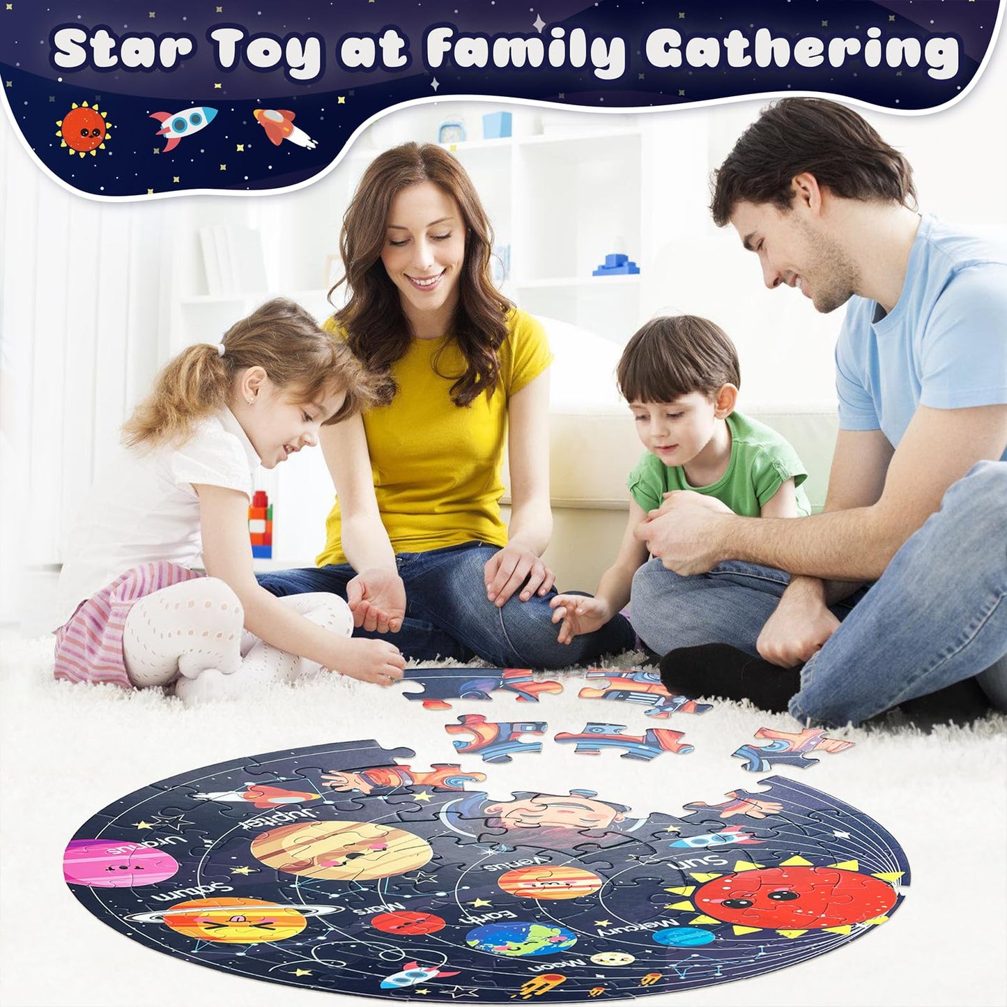 TALGIC Solar System Floor Puzzle for Kids, 70-Piece Round Jigsaw, Educational Toy for Ages 3-8, Gift for Boys & Girls