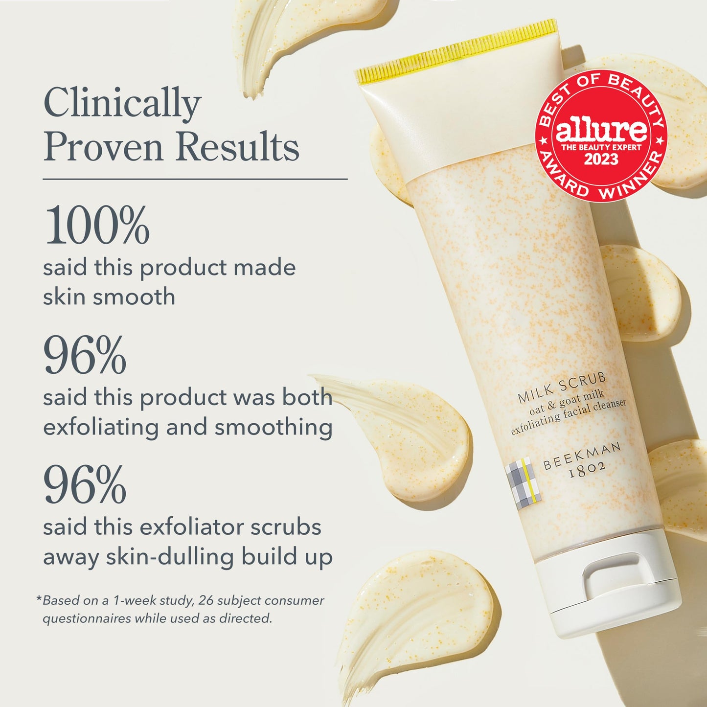 Beekman 1802 Oat & Goat Milk Exfoliating Face Scrub - Gentle Jojoba Bead Cleanser for Sensitive Skin, Travel-Friendly, Fragrance-Free