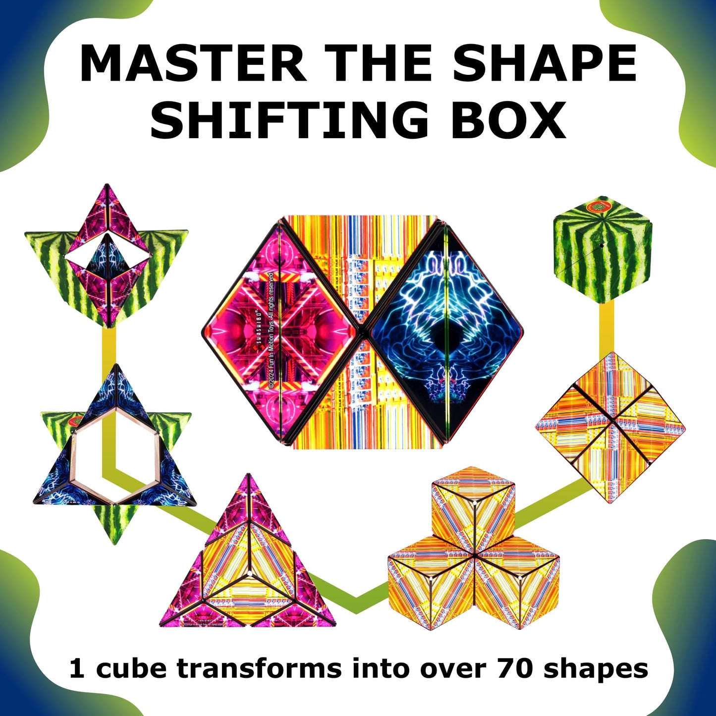SHASHIBO Shape Shifting Box Fidget Toy, 36 Magnets, Transforms into 70+ Shapes, Sensory & Stress Relief Gift for Kids, Teens & Adults