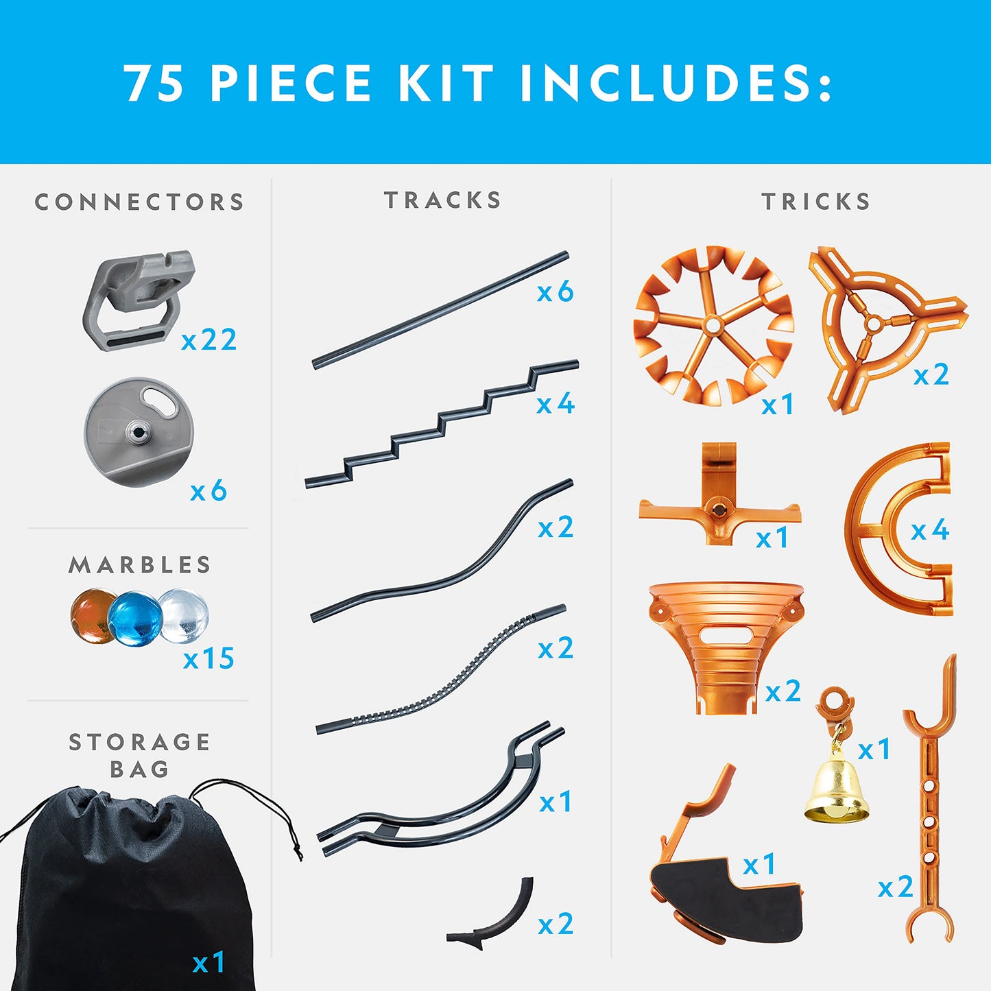 National Geographic Magnetic Marble Run - 75-Piece STEM Building Set with Magnetic Track, Trick Pieces & Marbles for Kids & Adults