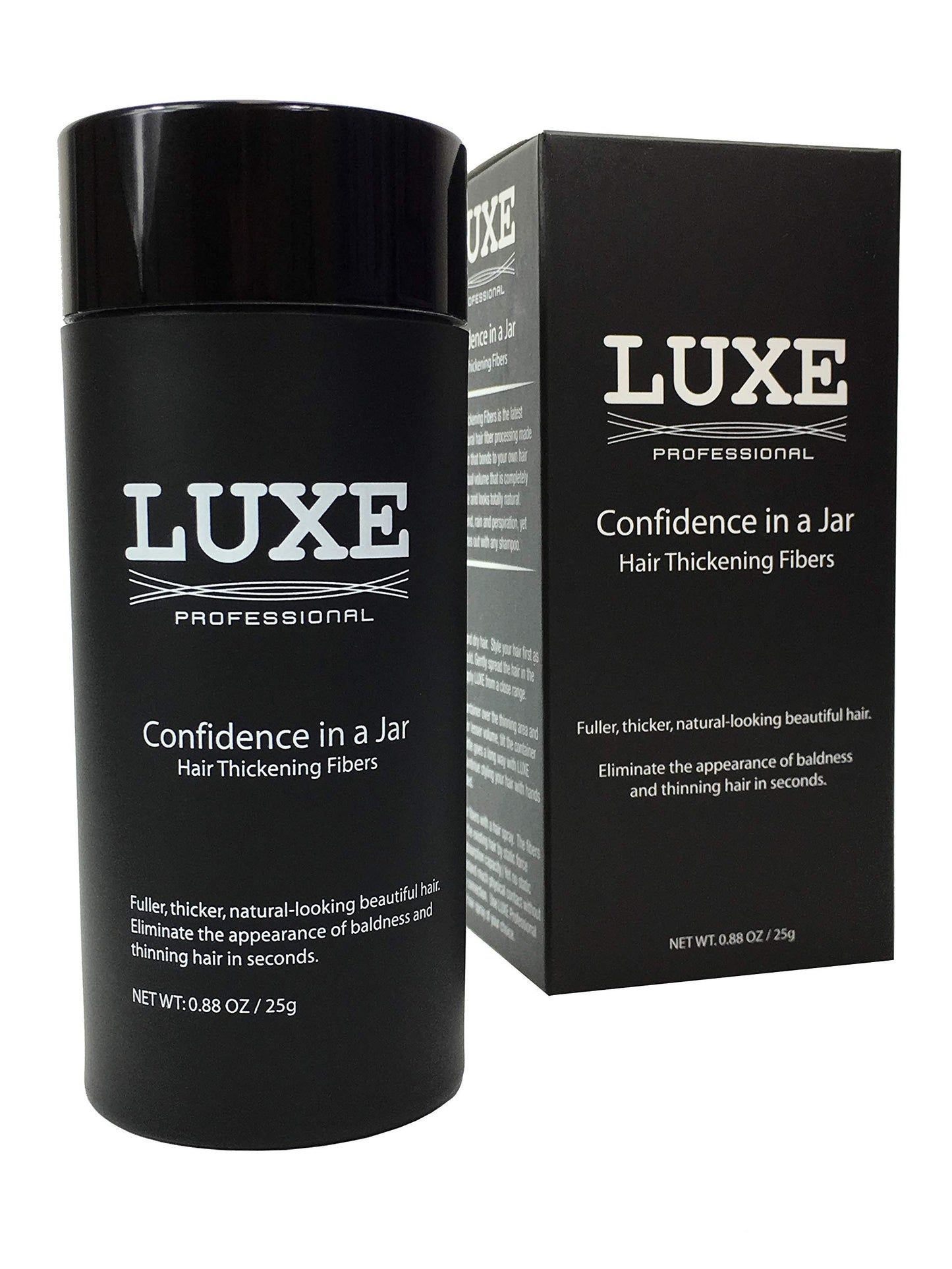 LUXE Hair Building Fibers for Thinning Hair – Dark Brown – Thickening Fibers, Hypoallergenic, Dermatologist Tested, 2+ Month Supply