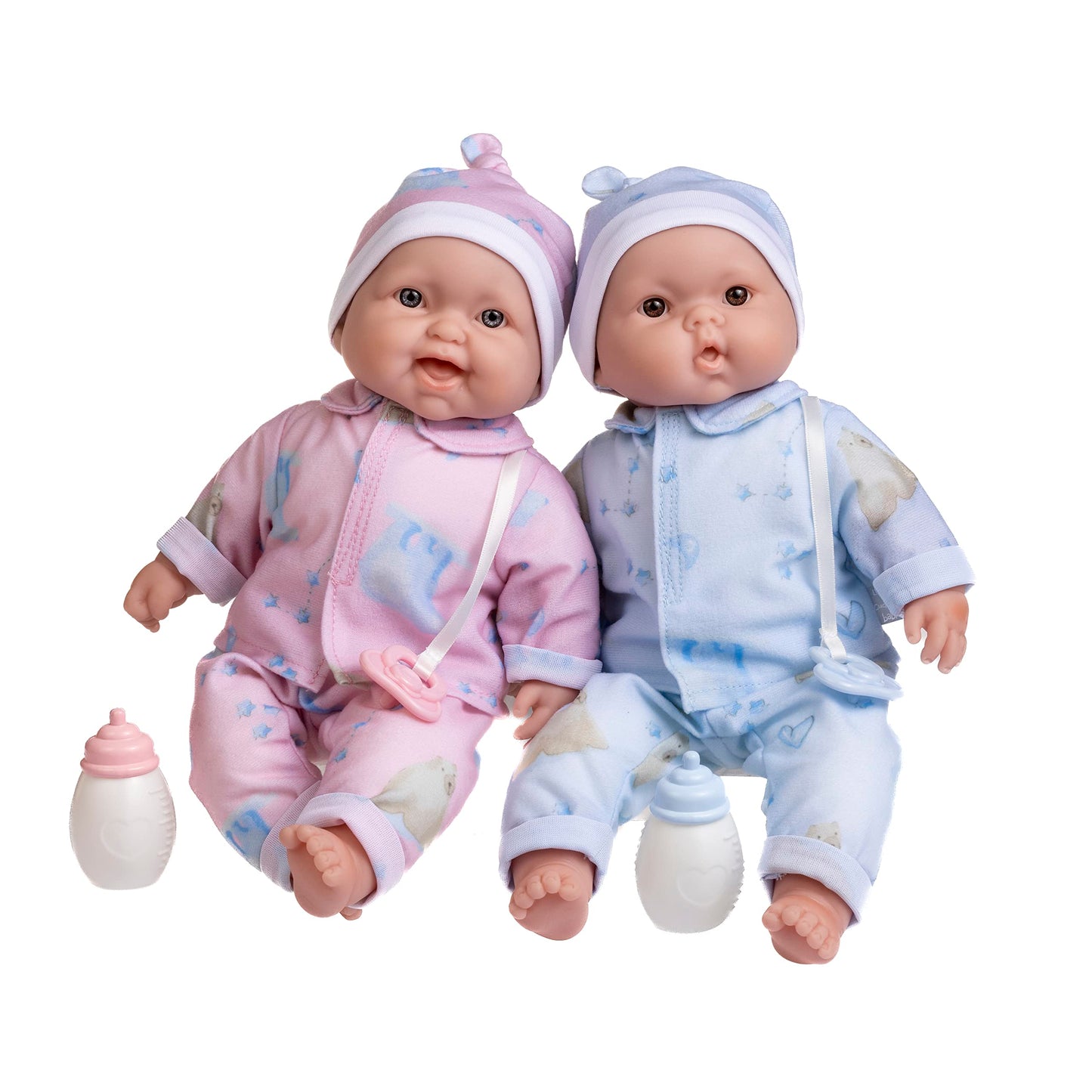 JC Toys 13" Realistic Soft Body Twin Baby Dolls Set by Berenguer Boutique – Removable Outfits & Accessories, Pink & Blue, Ages 2+