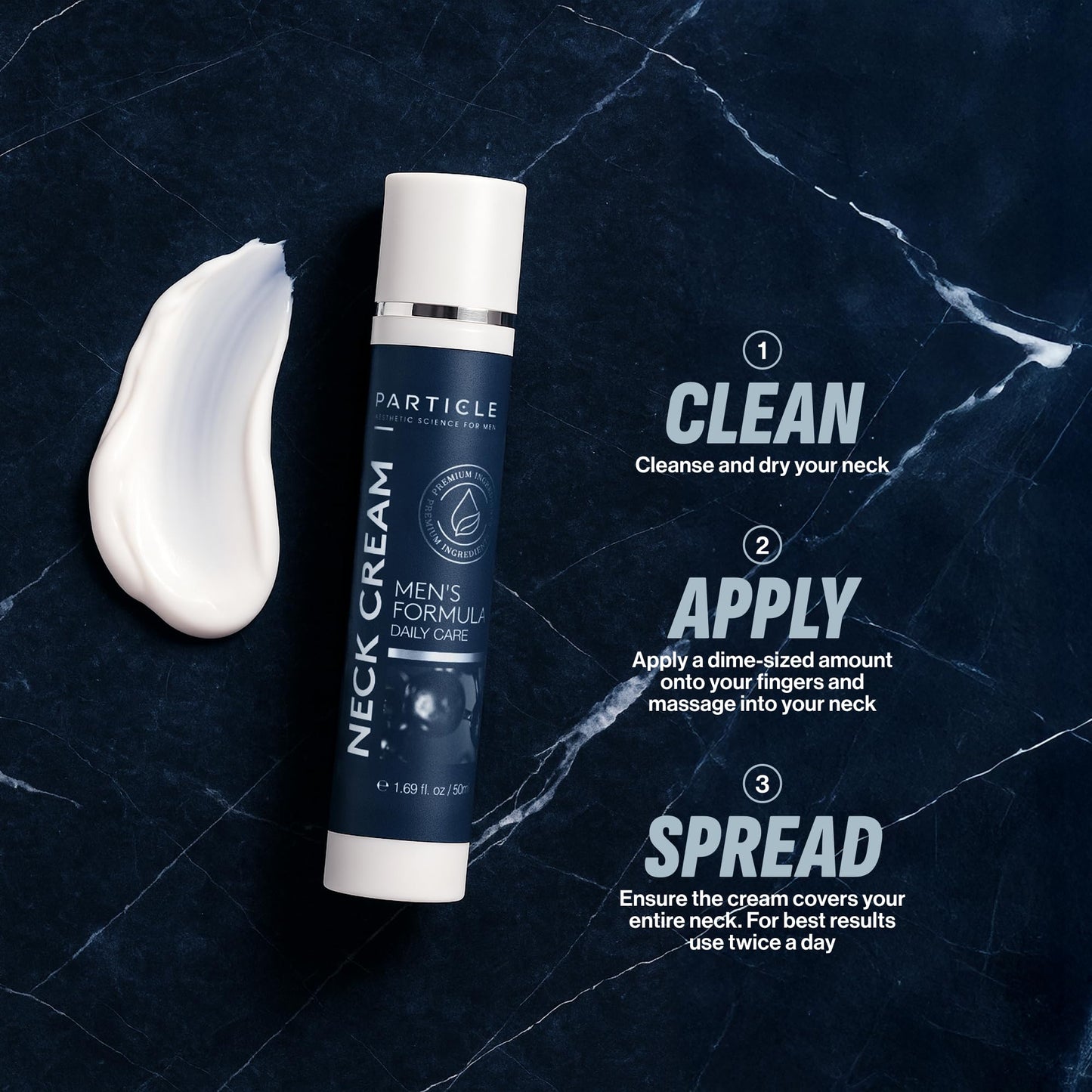 Particle Daily Neck Cream for Men – Collagen, Hyaluronic Acid, Retinol, Vitamin E, Moringa & Shea Butter, Hydrating 1.7 fl oz