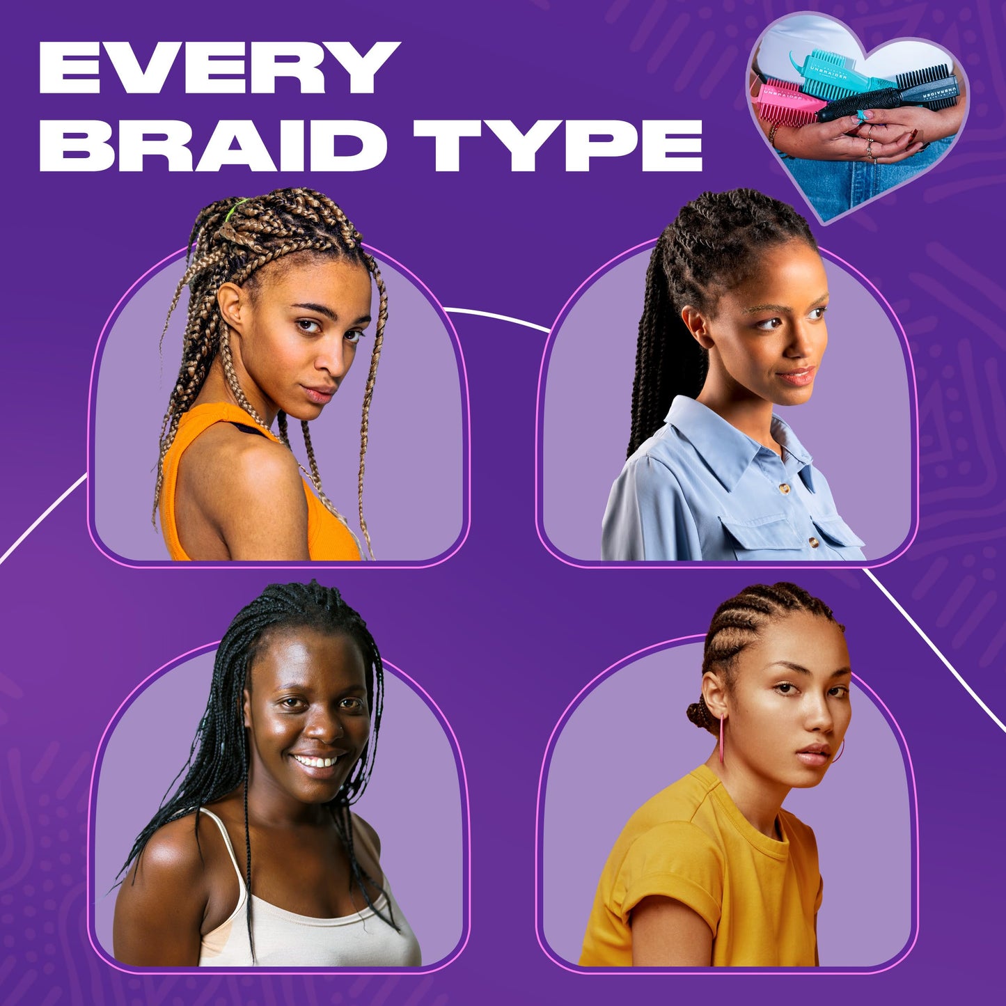 The UnBraider Detangler Brush for Braids – Easy Unbraiding Tool for Women, Prevents Tugging & Breakage, Works on All Hair Types, Black Onyx, 1 Ct