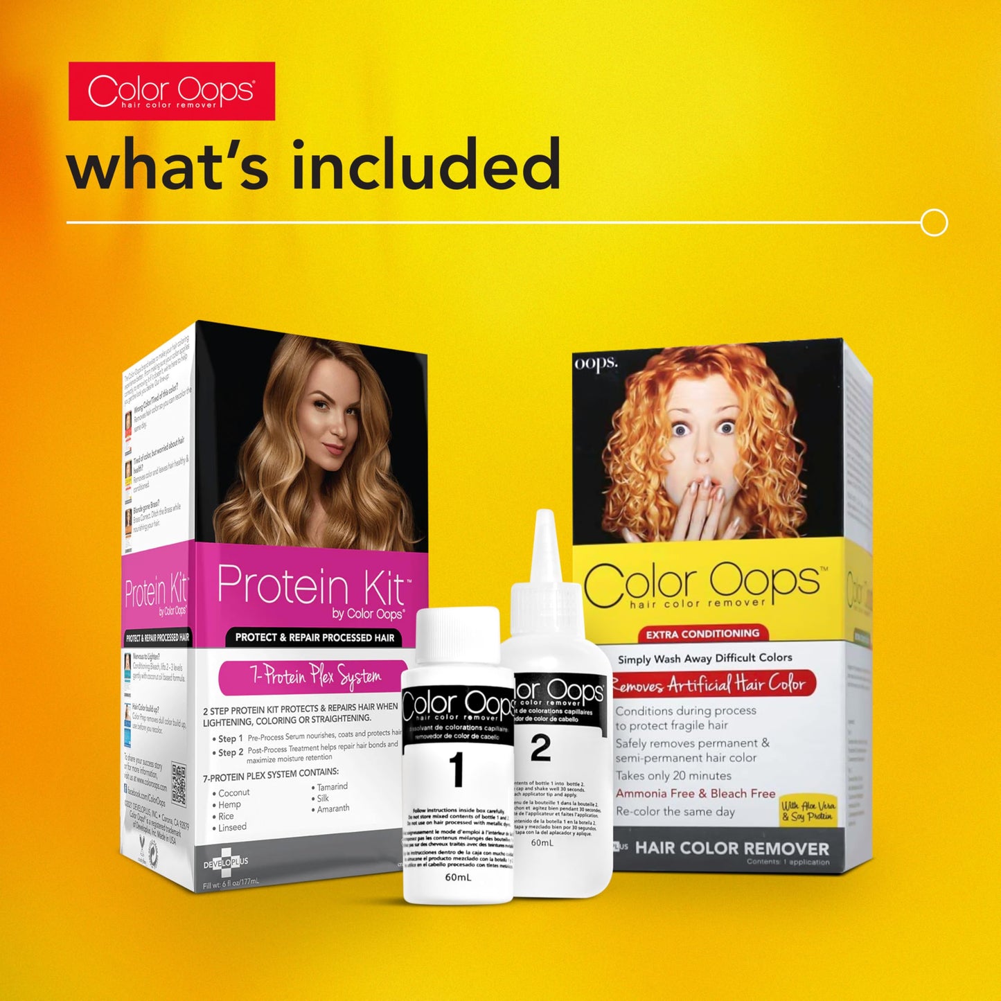 Color Oops Extra Conditioning Hair Color Remover & Protein Kit Bundle | Removes Permanent & Semi-Permanent Dye in 20 Mins | Protects & Repairs Hair