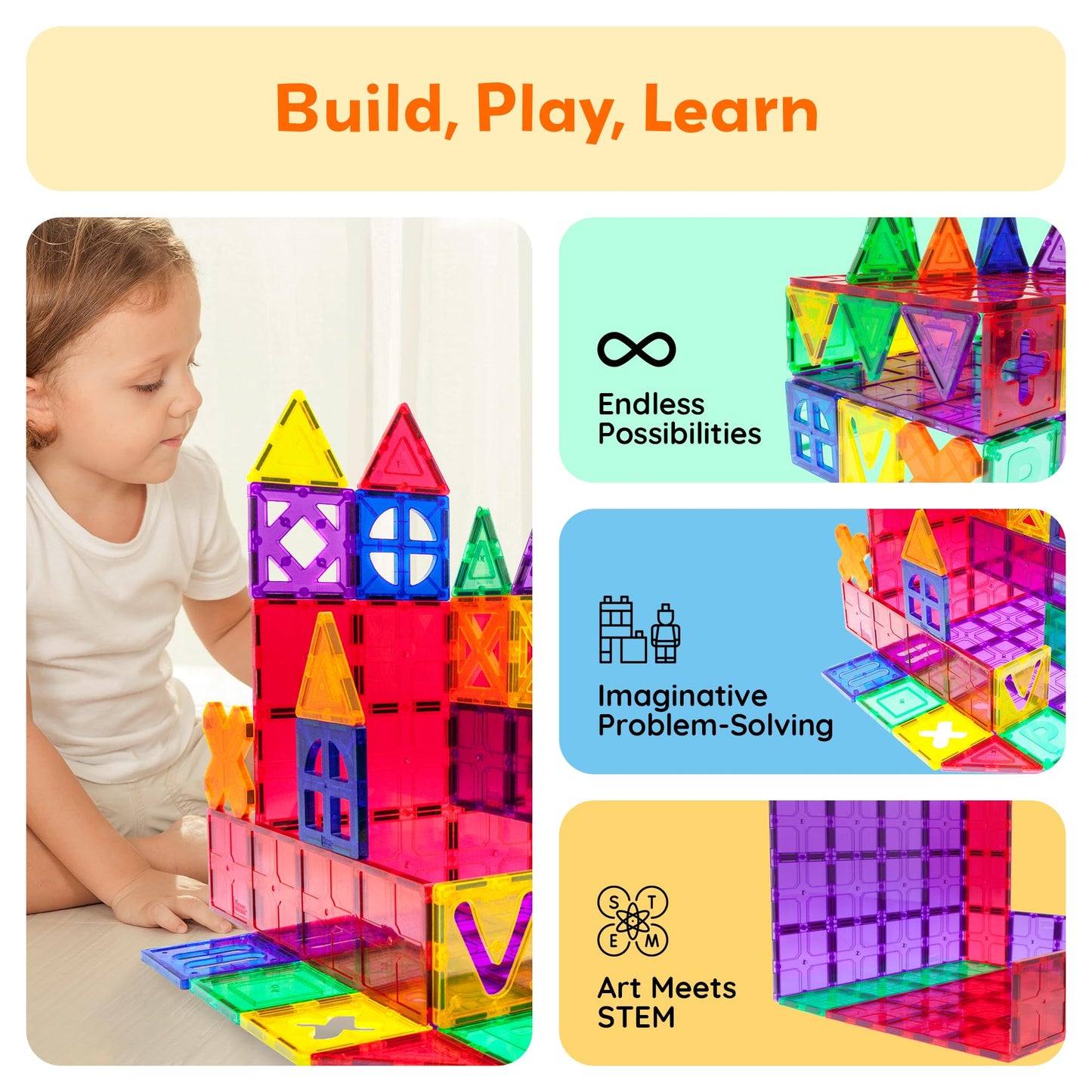 PicassoTiles Large Magnetic Base Plate Kit – Jumbo XL Stabilizer Building Block Tiles for STEM Learning, Construction & Educational Play