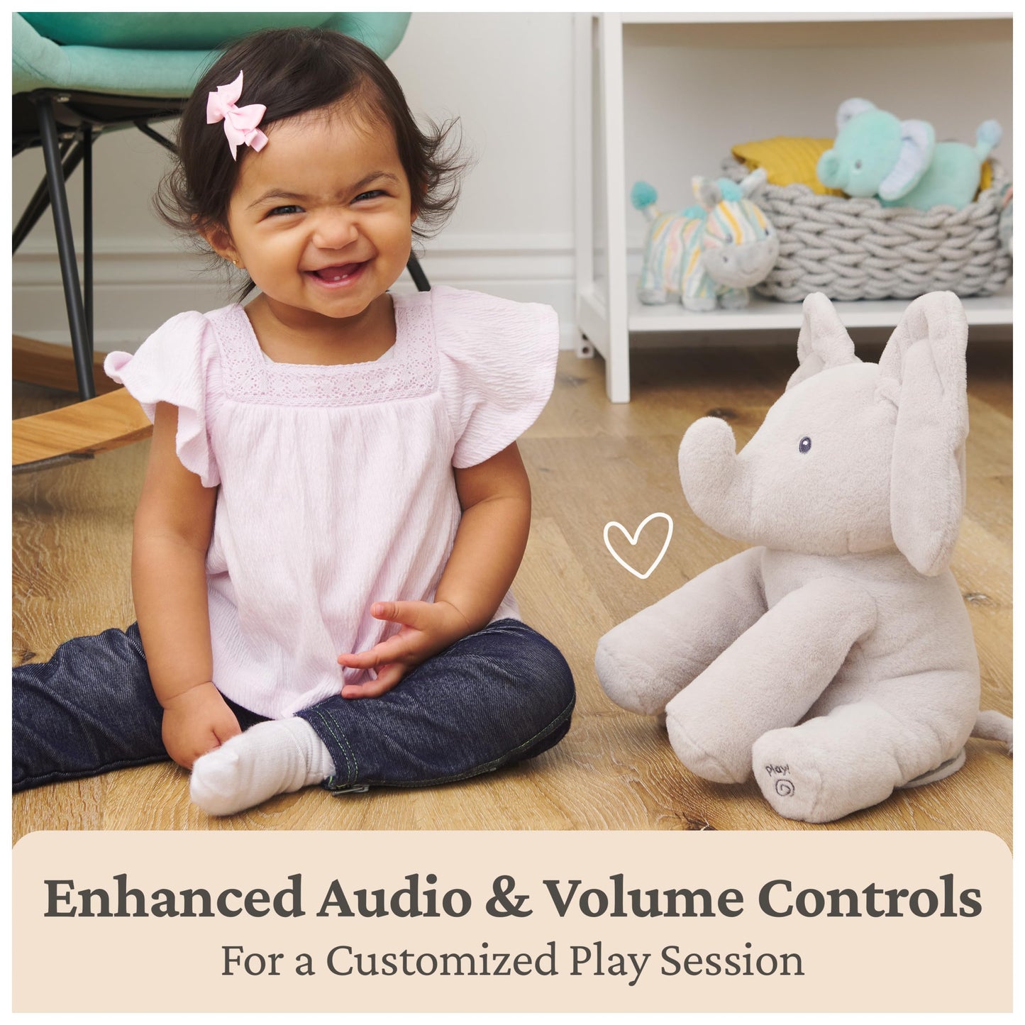 Baby Gund Animated Flappy The Elephant Plush, Singing Stuffed Animal Baby Toy for Ages 0 and Up, Gray, 12"