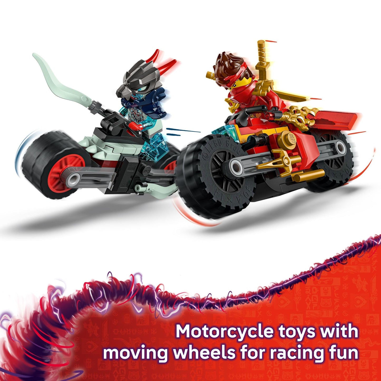LEGO NINJAGO Kai’s Motorcycle Speed Race Toy Set with 2 Minifigures, Building Blocks for Kids 6+, Birthday Gift Idea 71838