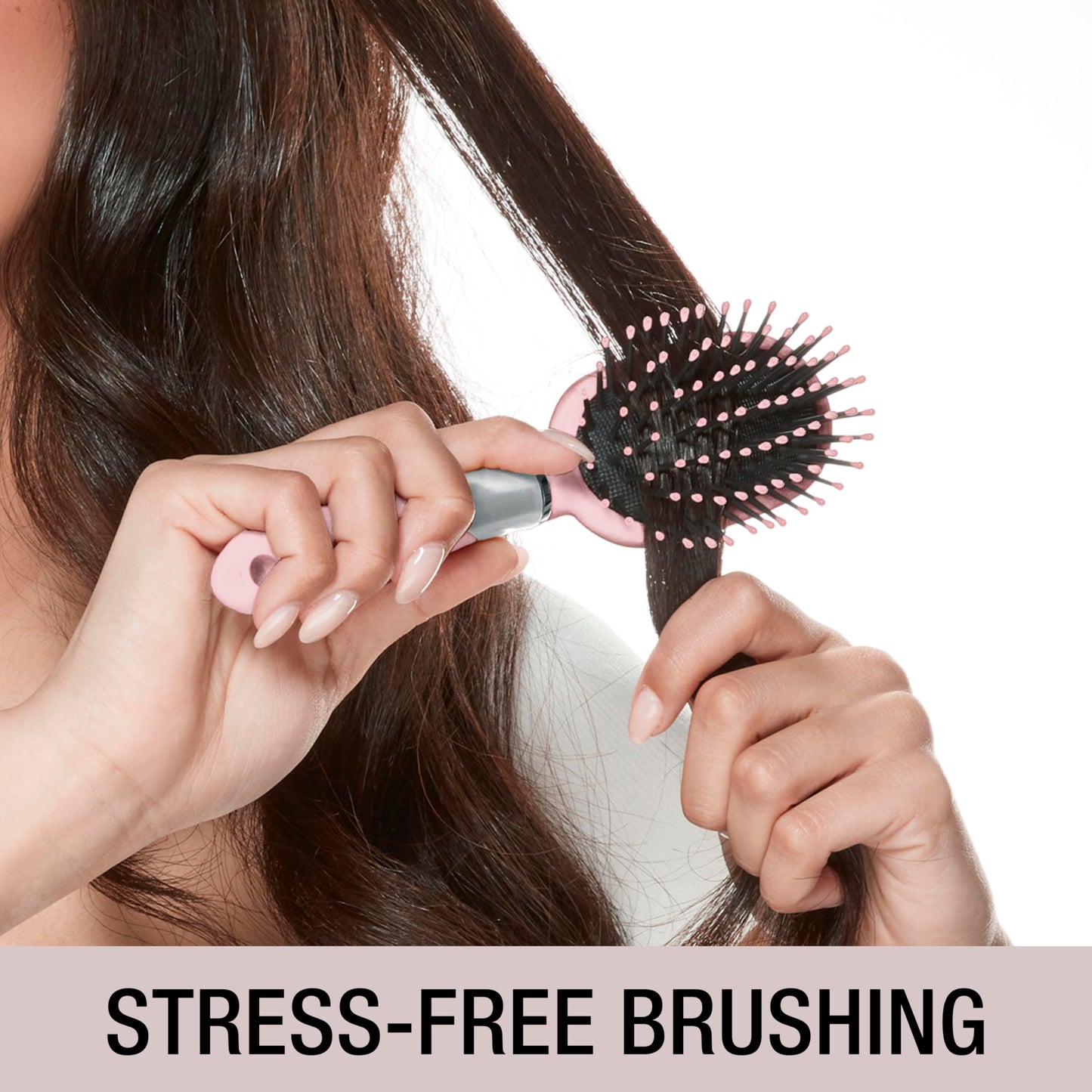 Conair Velvet Touch oval cushion hair brush - Travel Hairbrush- Detangling - curly or straight styles - detangler brushes - women or men - Blush Pink