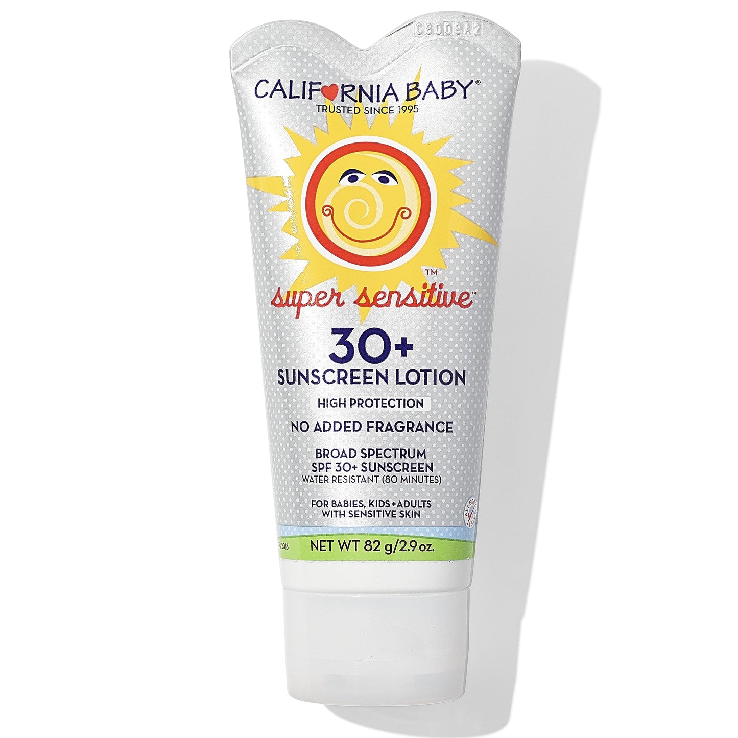 California Baby Super Sensitive SPF 30+ Sunscreen | Unscented | Mineral Based | Titanium Dioxide | Travel Size Baby Sunscreen for Face + Body | 2.9oz