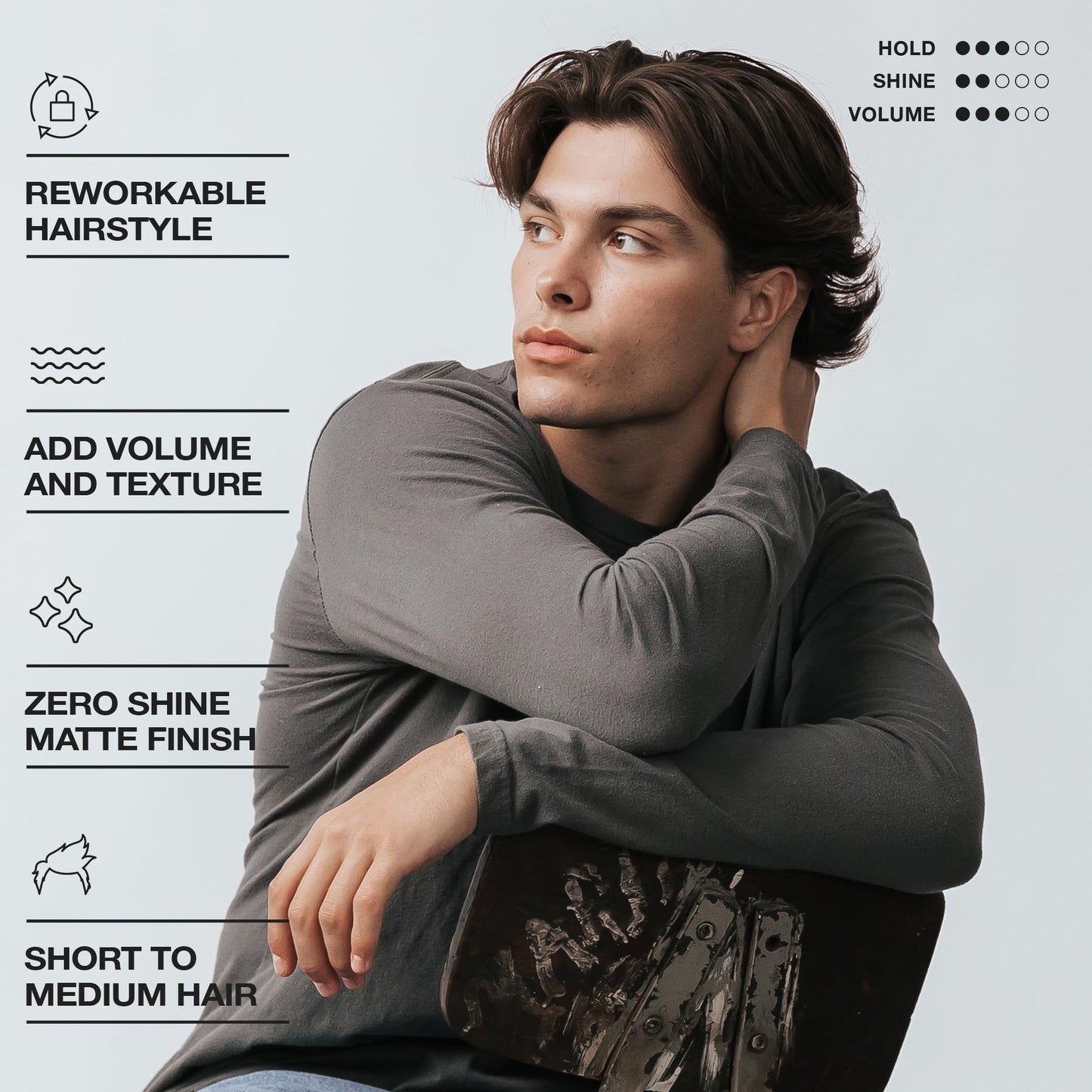 CRVFT Hair Clay 2oz | Medium Hold Matte Finish | Adds Volume & Texture | Reworkable Styling Clay for Short & Medium Hair | Unscented, Stylist Approved