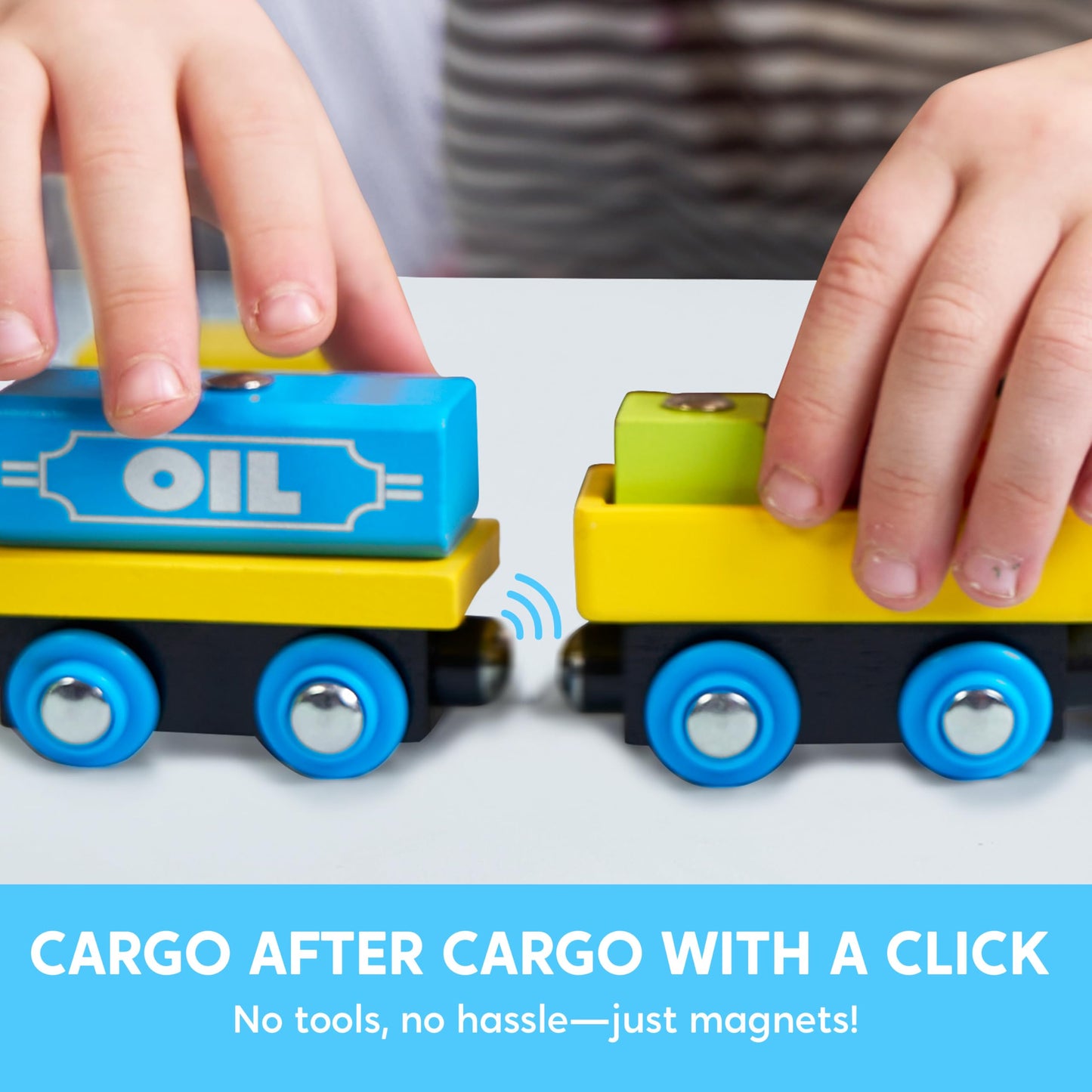 Montessori Wooden Magnetic Train Set for Kids, 12PCS Cars with Storage Box, STEM Educational Toy for Boys & Girls Ages 2-8, Gift Idea