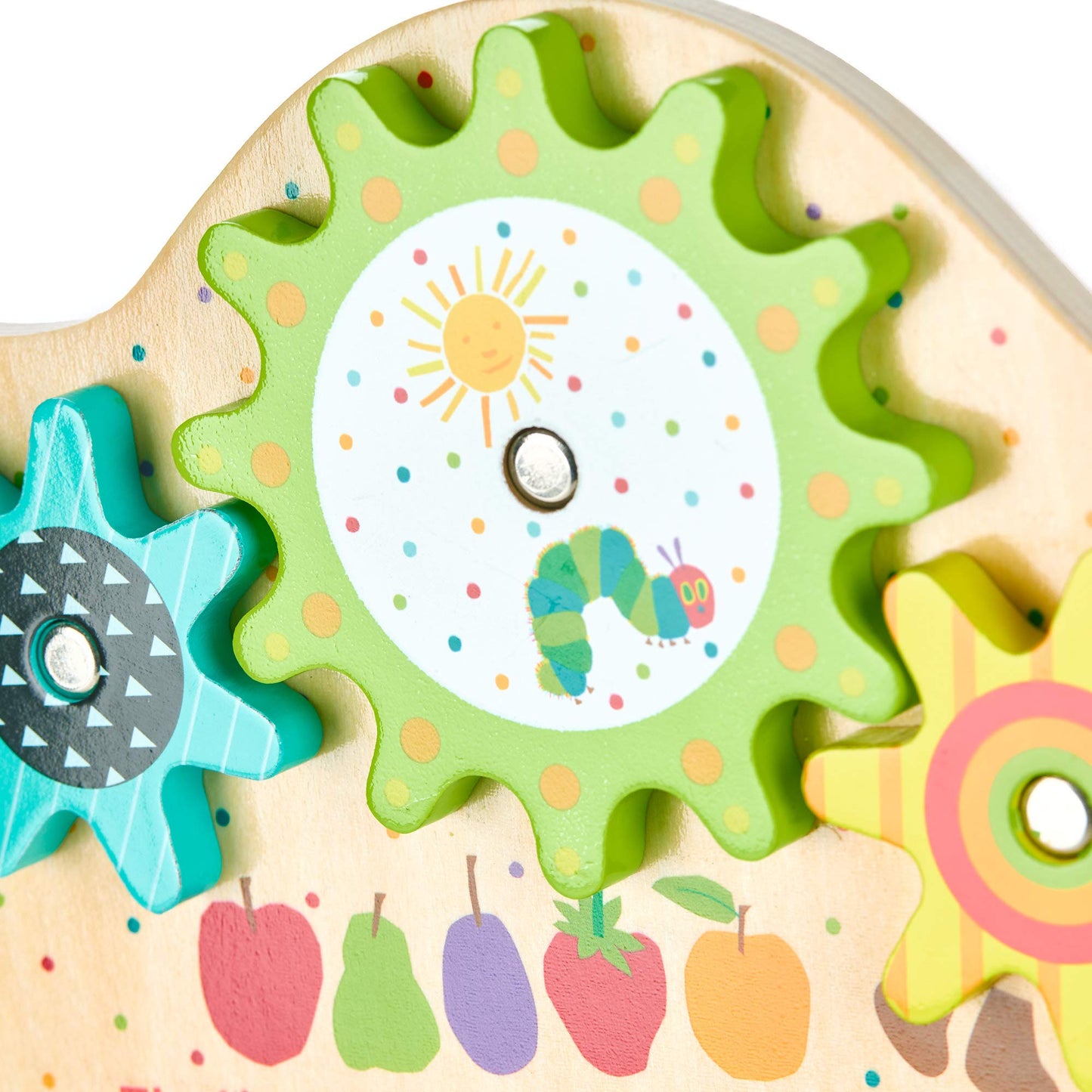 KIDS PREFERRED World of Eric Carle The Very Hungry Caterpillar Montessori Spinning Wooden Gears Toy with Colorful Non-Removable Gears