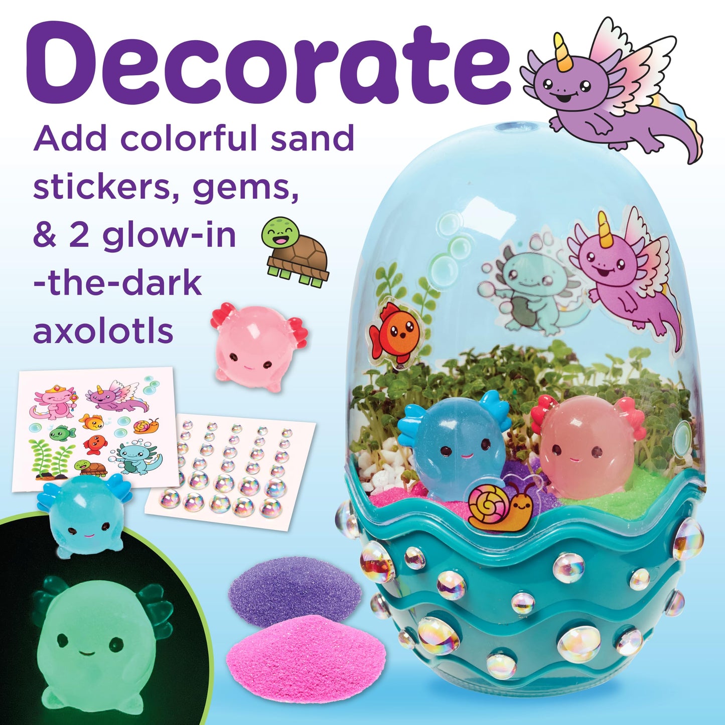 Creativity for Kids Mini Axolotl Garden Terrarium Kit – STEM Science Craft for Kids, DIY Grow Kit, Fun Gift & Stocking Stuffer for Girls Ages 6+