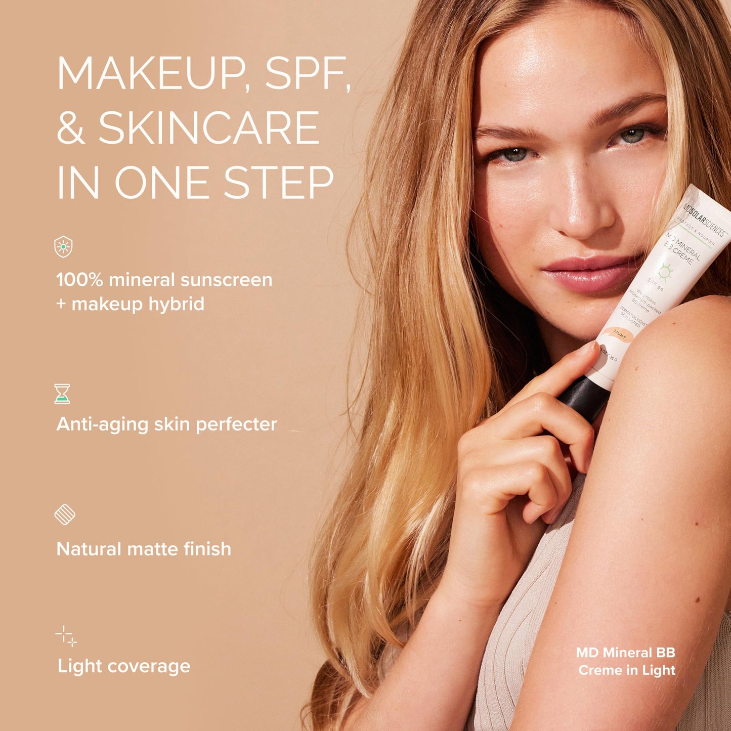 MDSolarSciences Mineral BB Cream SPF 50 – Hydrating Sheer Tinted Sunscreen with Niacinamide, Caffeine & Squalane, Anti-Aging, Reef Safe, 1.23 oz