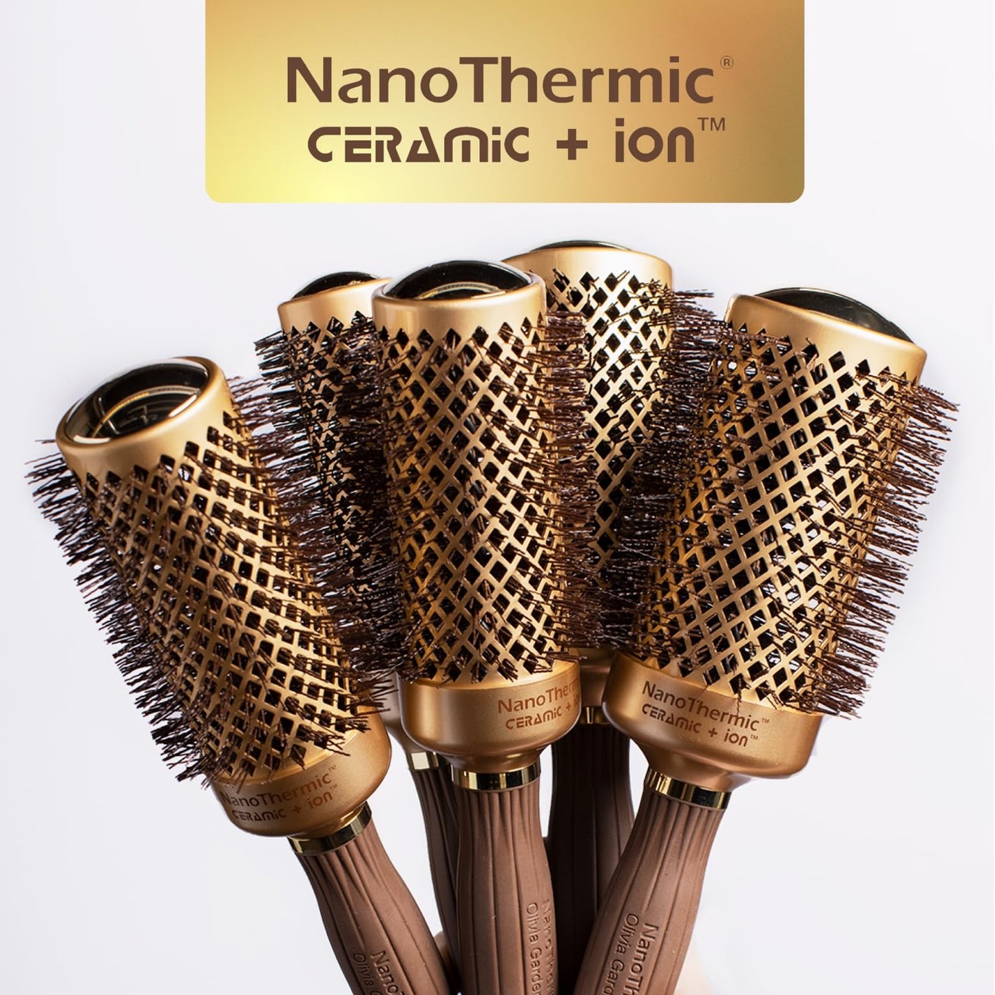 Olivia Garden NanoThermic Ceramic + Ion Round Brush 2¾" NT-64 | Pro Blowout Brush for Normal to Thick Hair, Smooth & Volumizing Styling
