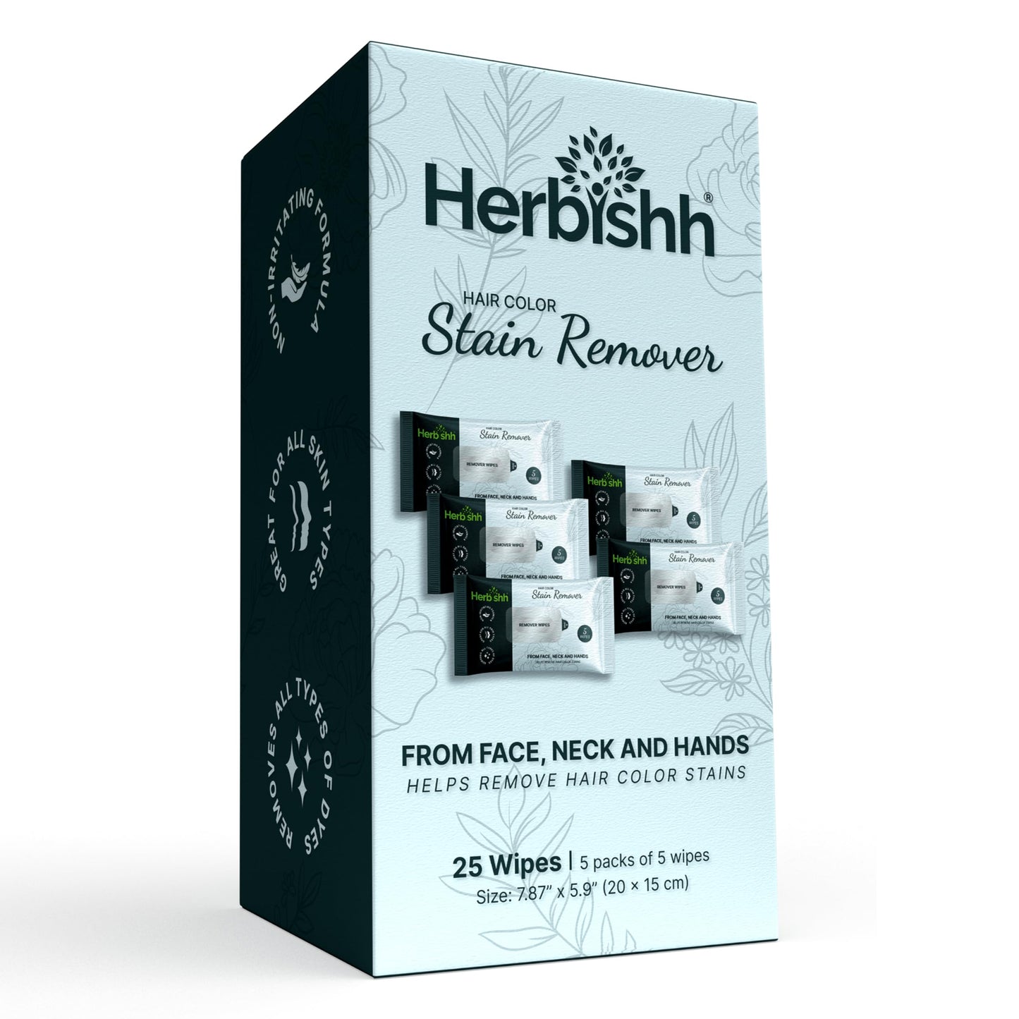 Herbishh Hair Color Stain Remover Wipes - Gentle Formula for Dye Cleanup, Skin-Friendly Travel Pack (Pack of 5)