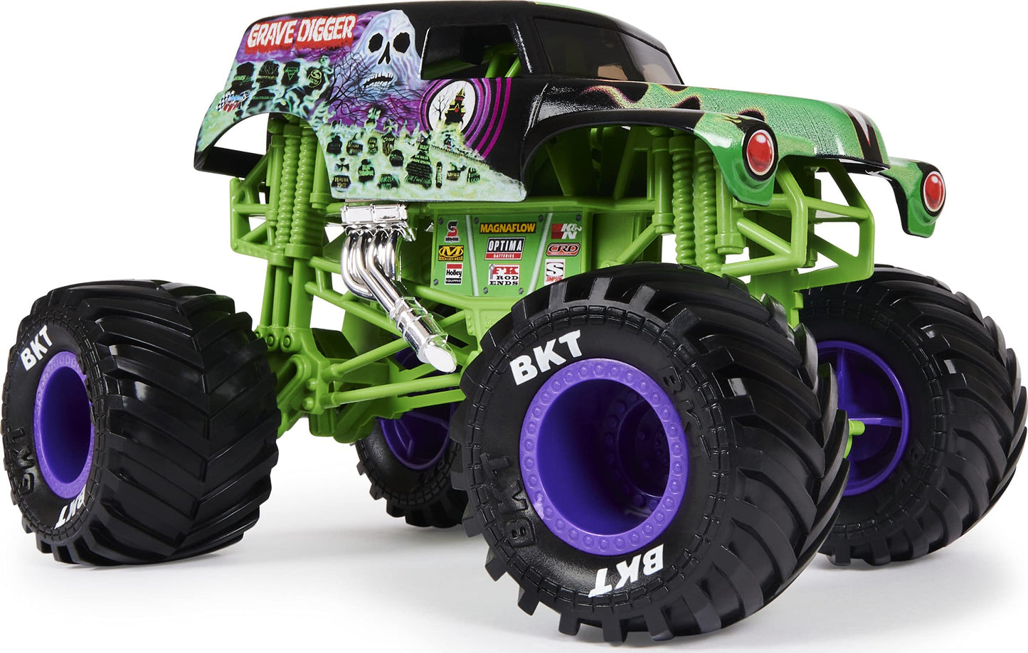 Monster Jam Grave Digger 1:24 Die-Cast Truck with Chrome Rims & BKT Tires – Collectible Toy for Fans, Playsets & Birthday Gifts
