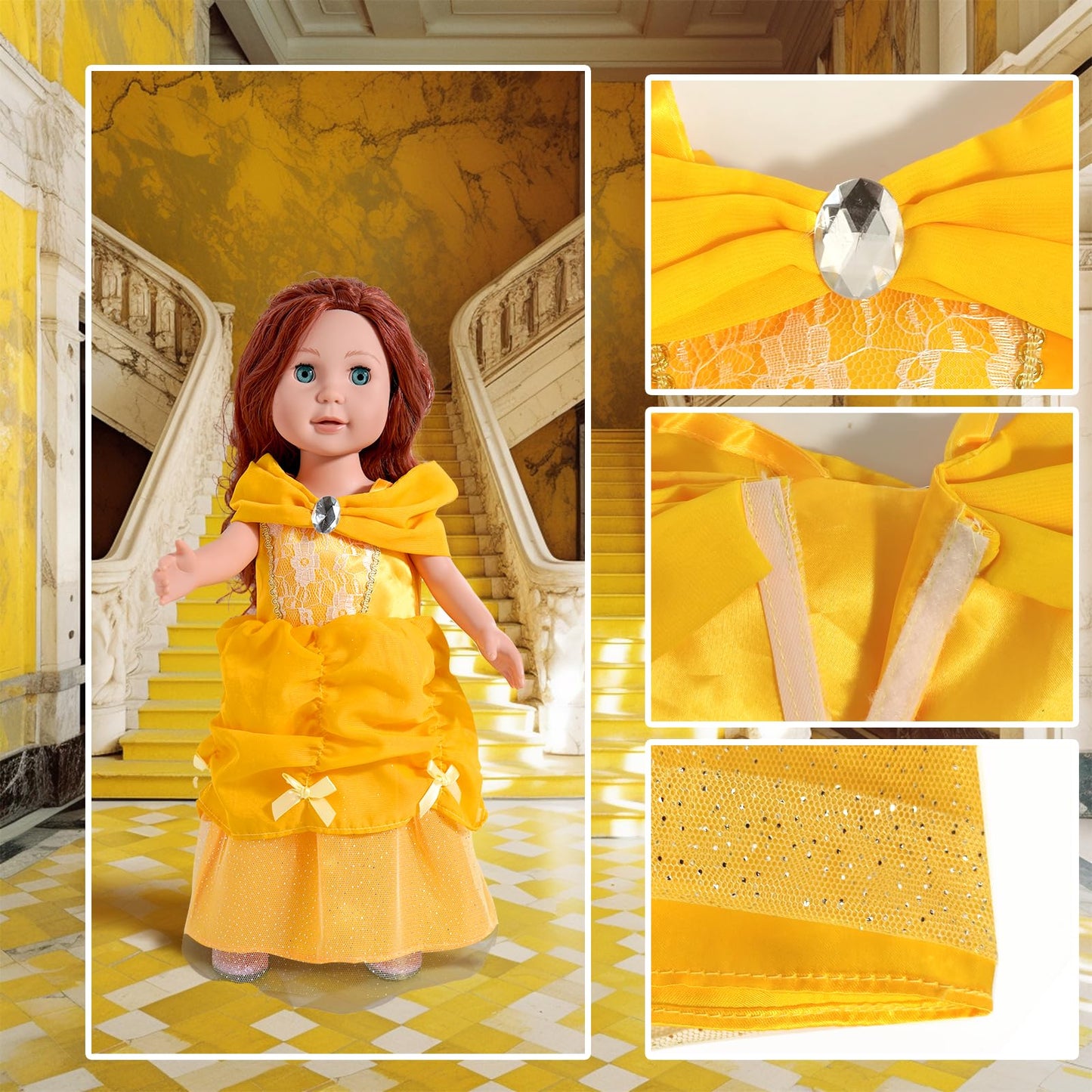 WONDOLL 18 inch Doll Clothes Accessories - 6Pcs Different Princess Costume Dress(NO Doll)