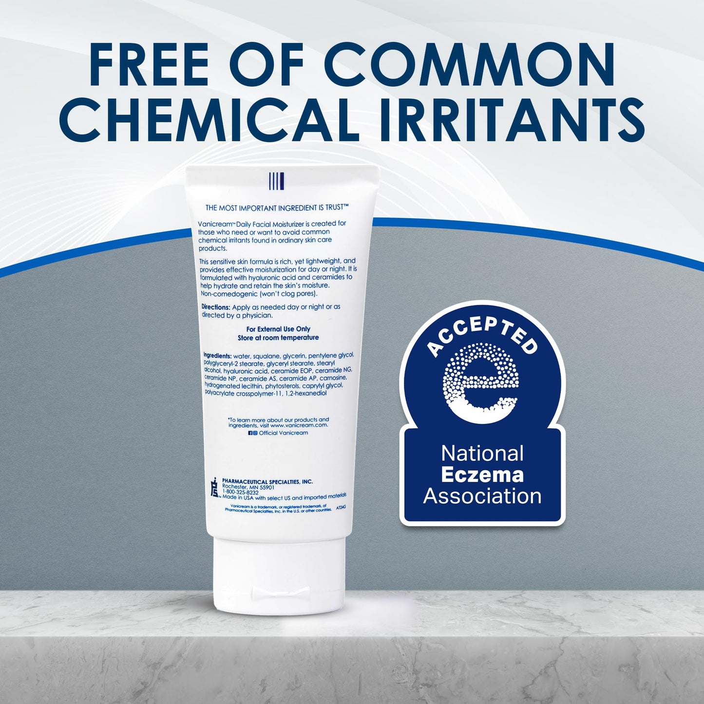 Vanicream Daily Facial Moisturizer with Ceramides & Hyaluronic Acid for Sensitive Skin – 3 fl oz, Irritant-Free, Pack of 1