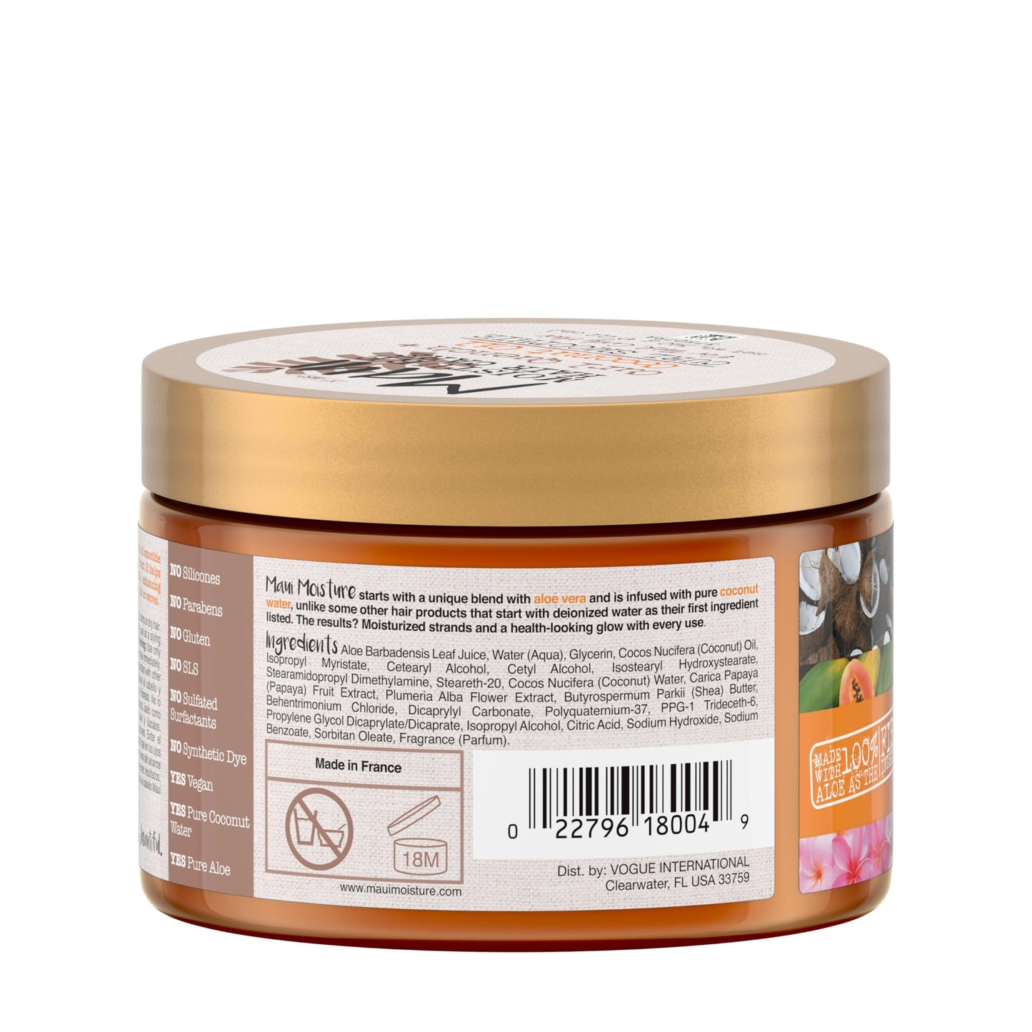 Maui Moisture Curl Quench + Coconut Oil Curl Smoothie, Hydrating Styling Cream for Curly Hair with Papaya Butter, Tames Frizz & Softens, 12 oz