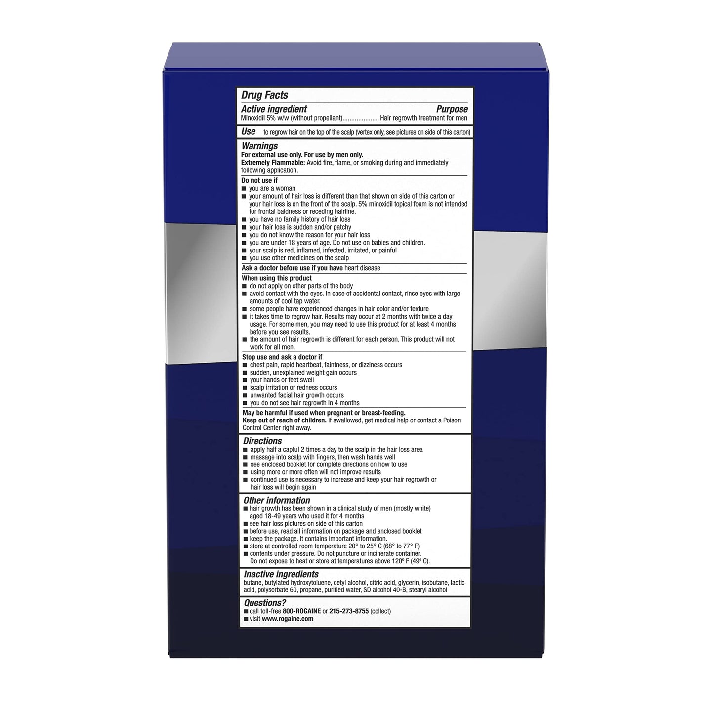 Men’s Rogaine 5% Minoxidil Foam for Thinning Hair – Clinically Proven Hair Regrowth Treatment, Unscented, 3-Month Supply (3 x 2.11 oz)