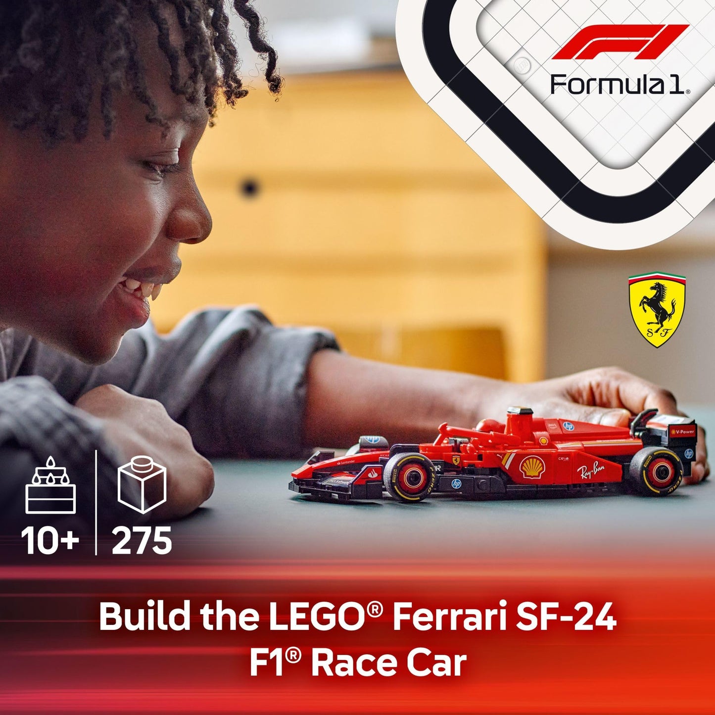 LEGO Speed Champions Ferrari SF-24 F1 Race Car Set for Kids 10+, Buildable Model Car Kit for Play or Display - Gift Idea 77242
