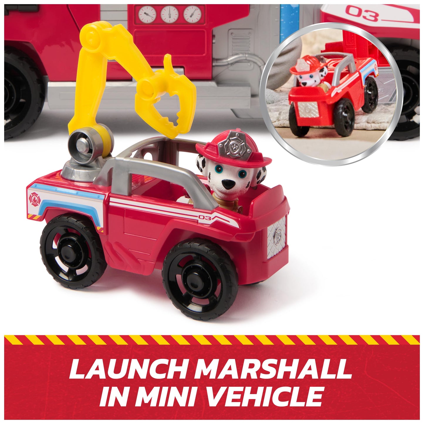 Paw Patrol Fire Rescue: Rapid Reload Fire Truck with Marshall Figure, Quick-Fire Launcher, Lights & Sounds, Kids Toys for Boys & Girls Ages 3 and Up
