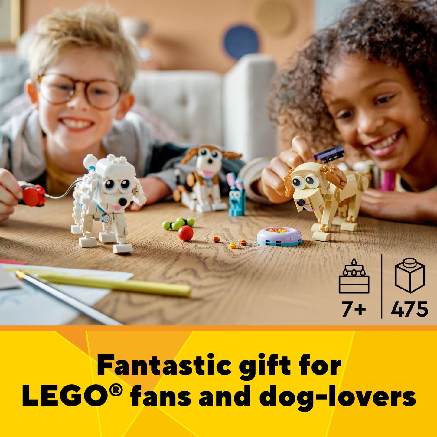 LEGO Creator 3 in 1 Adorable Dogs Building Toys - Pretend Play Toys for Girls & Boys, Ages 7+ Years - Kids Learning & Educational Sets - Gift Ideas - 31137