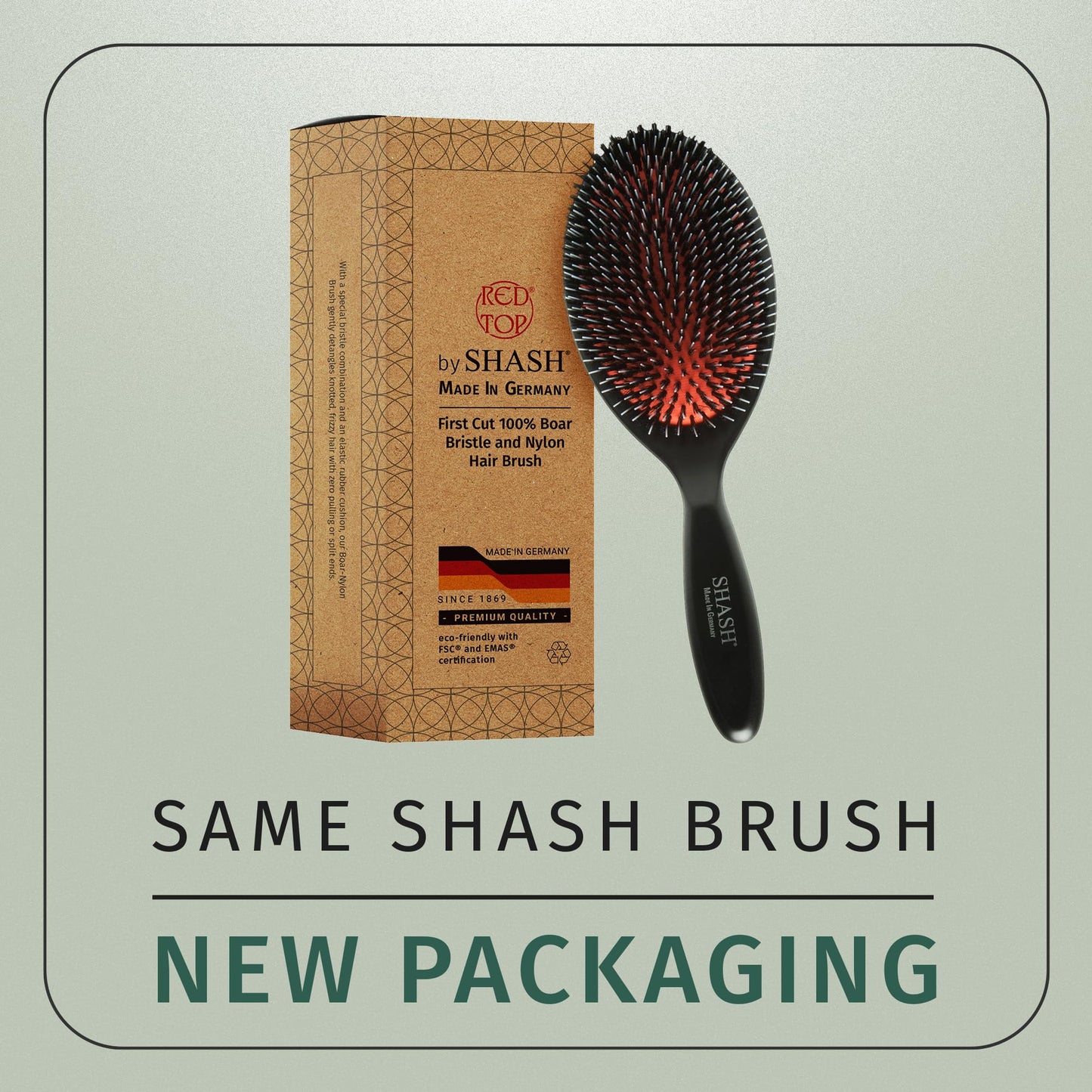Since 1869 Handcrafted German Hair Brush – Nylon & 100% First Cut Boar Bristles for Normal to Thick Hair – Gently Detangles & Softens, Large
