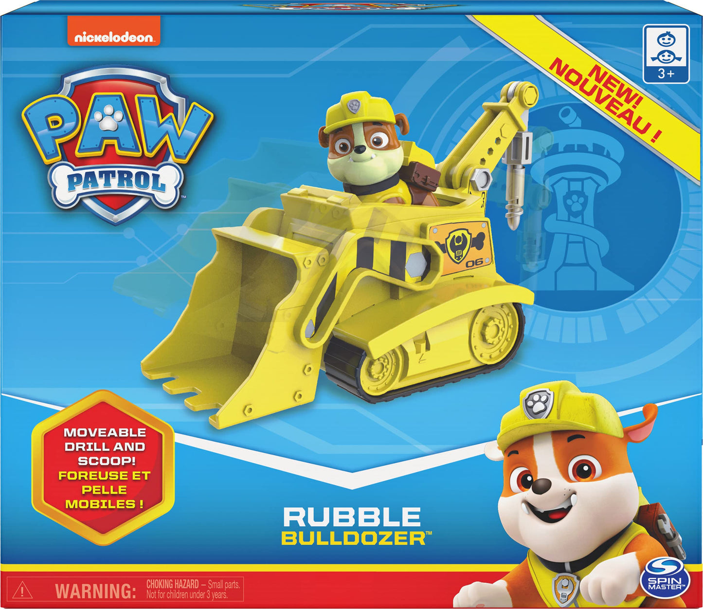 Paw Patrol, Rubble’s Bulldozer Vehicle with Collectible Figure, for Kids Aged 3 and Up