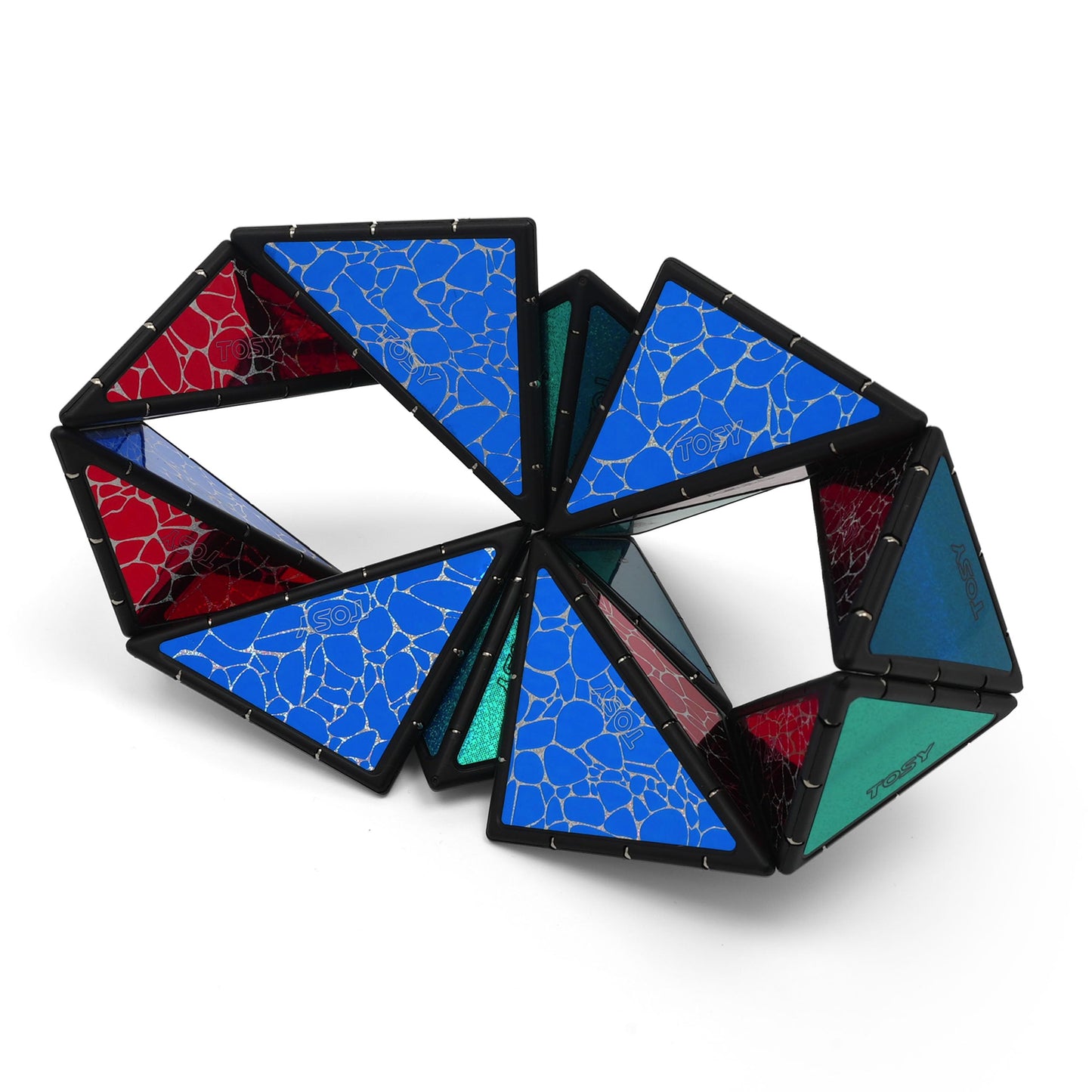 TOSY Magnet Pyramid Stone - 1 Cube into 1 Billion Shapes, 14 pcs Puzzle Set with 243 Magnets, Holographic STEM/STEAM Creative Toy