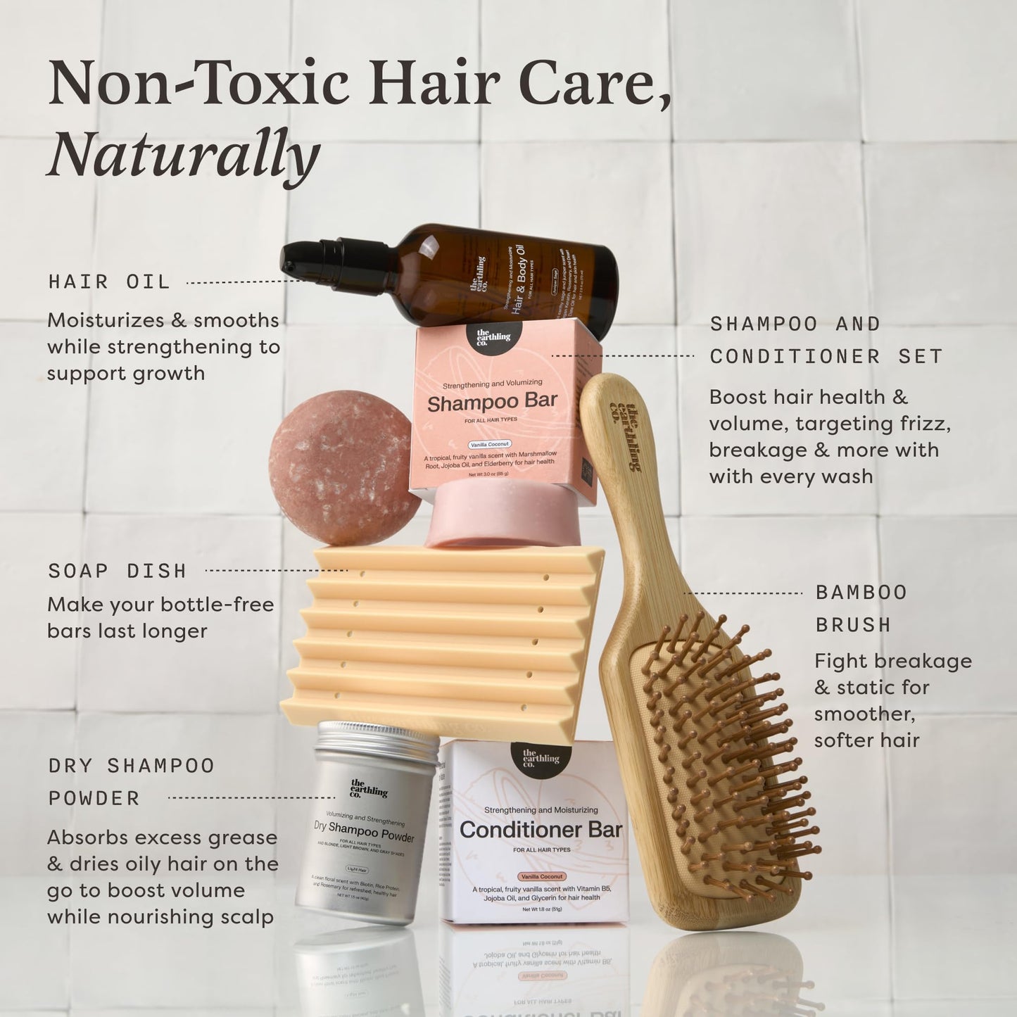 The Earthling Co. Shampoo & Conditioner Bar Set โ Strengthen, Volumize & Promote Hair Growth โ Natural, Sulfate & Paraben-Free for Dry Hair (Citrus Sun)