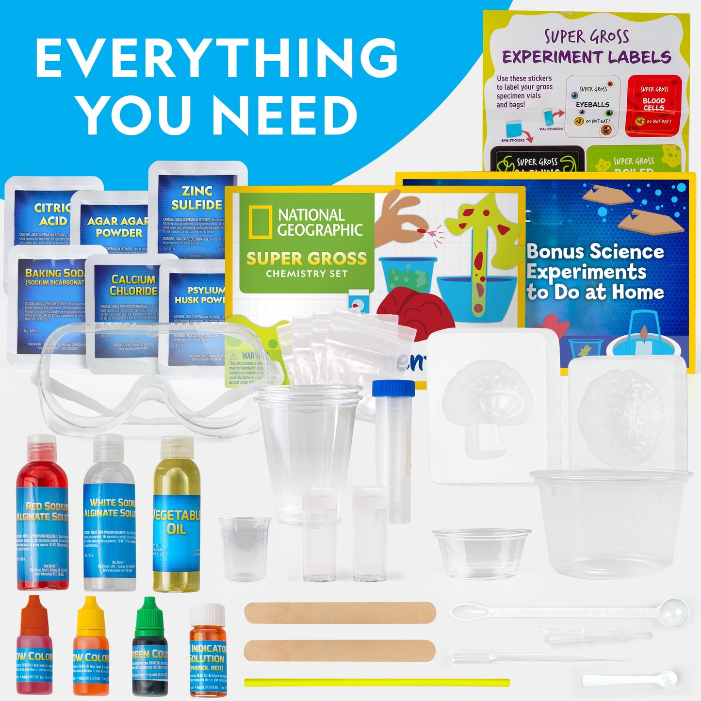 National Geographic Gross Science Kit – 45 Experiments, Brain Dissection, Slime & Creepy STEM Projects for Kids 8-12, Amazon Exclusive