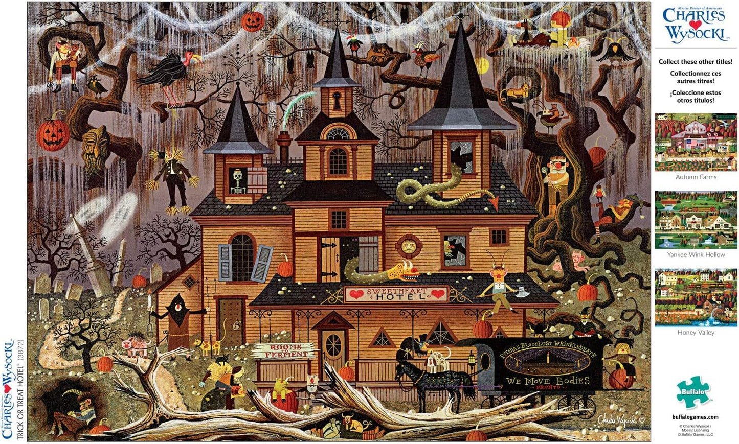 Buffalo Games Charles Wysocki Trick or Treat Hotel 500-Piece Jigsaw Puzzle – Challenging Adult Puzzle, Perfect for Game Nights, 21.25"x15"