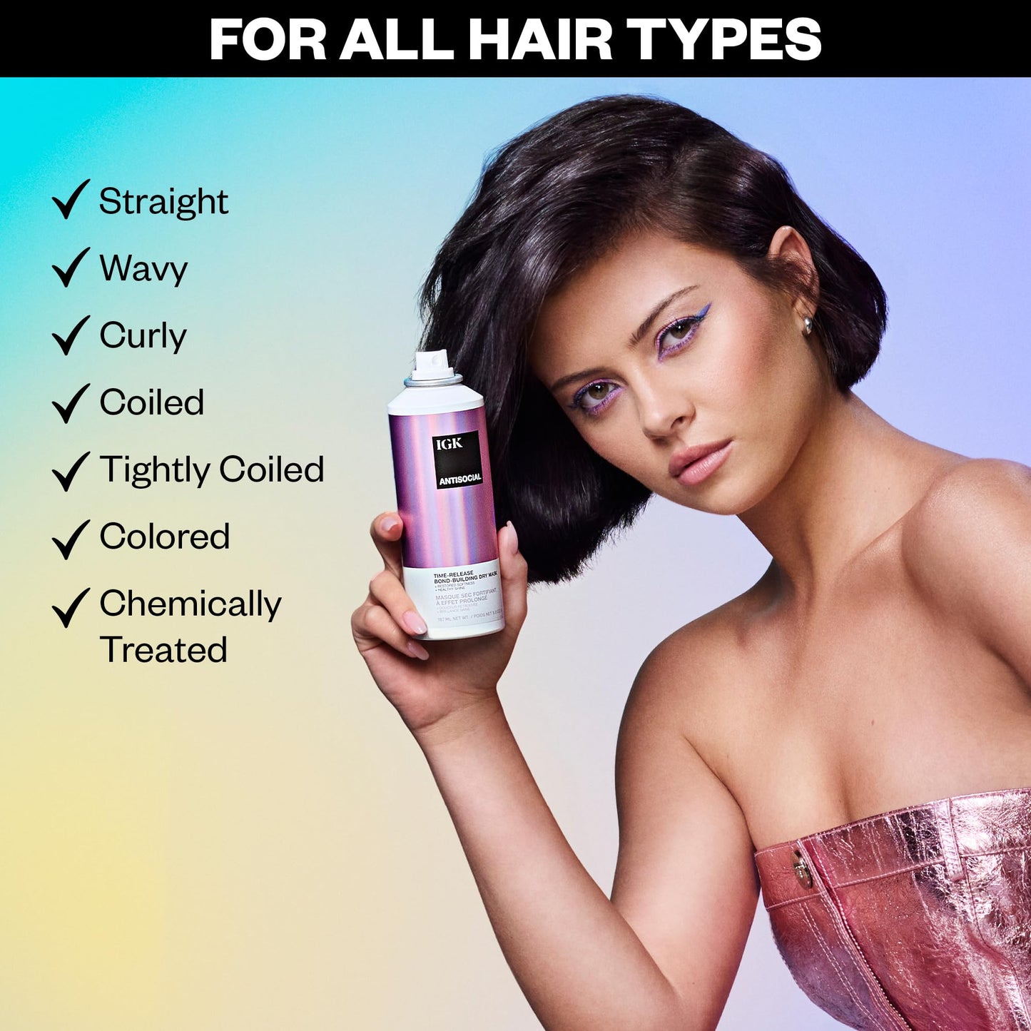 IGK Antisocial Bond-Building Dry Hair Mask, Overnight Repair for Damaged Hair, Revives Healthy Strands, Vegan Protein Treatment, 5 Oz