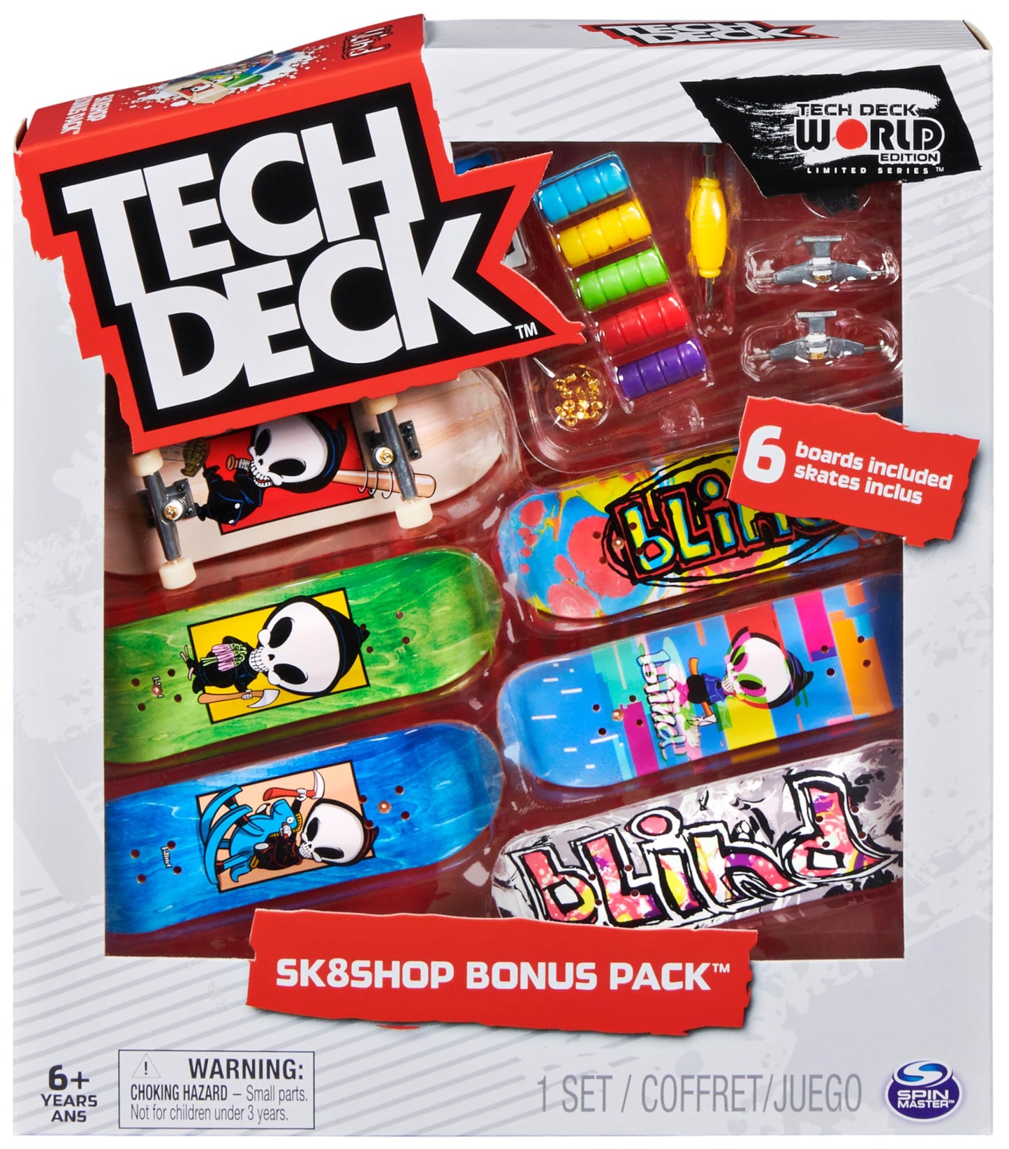 TECH DECK, Sk8shop Fingerboard Bonus Pack, Collectible and Customizable Mini Skateboards (Styles May Vary)