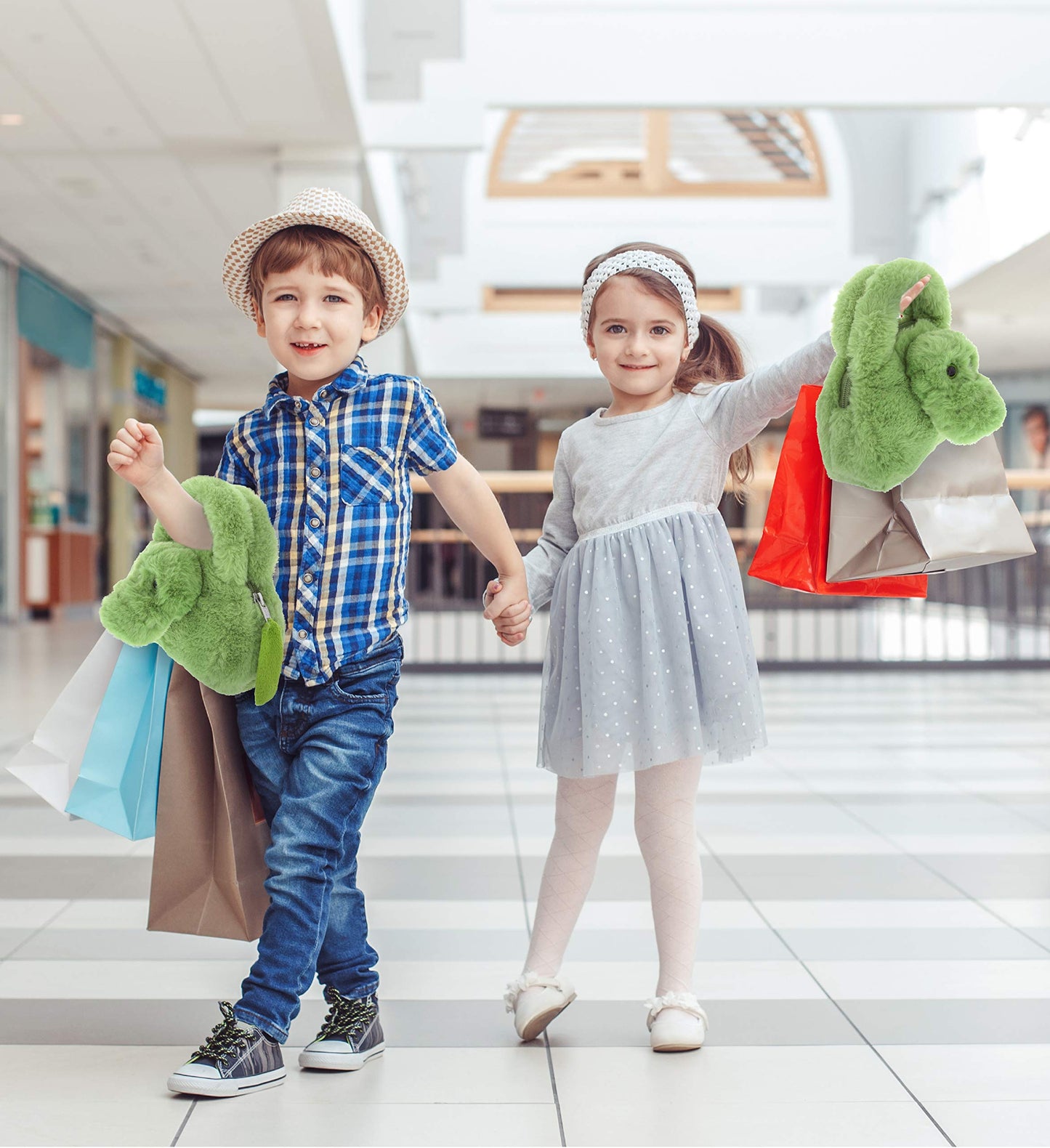 DolliBu Alligator Plush Handbag – Soft Stuffed Animal Purse for Kids, Pretend Play, Dress Up, Fluffy Toy Bag for Children