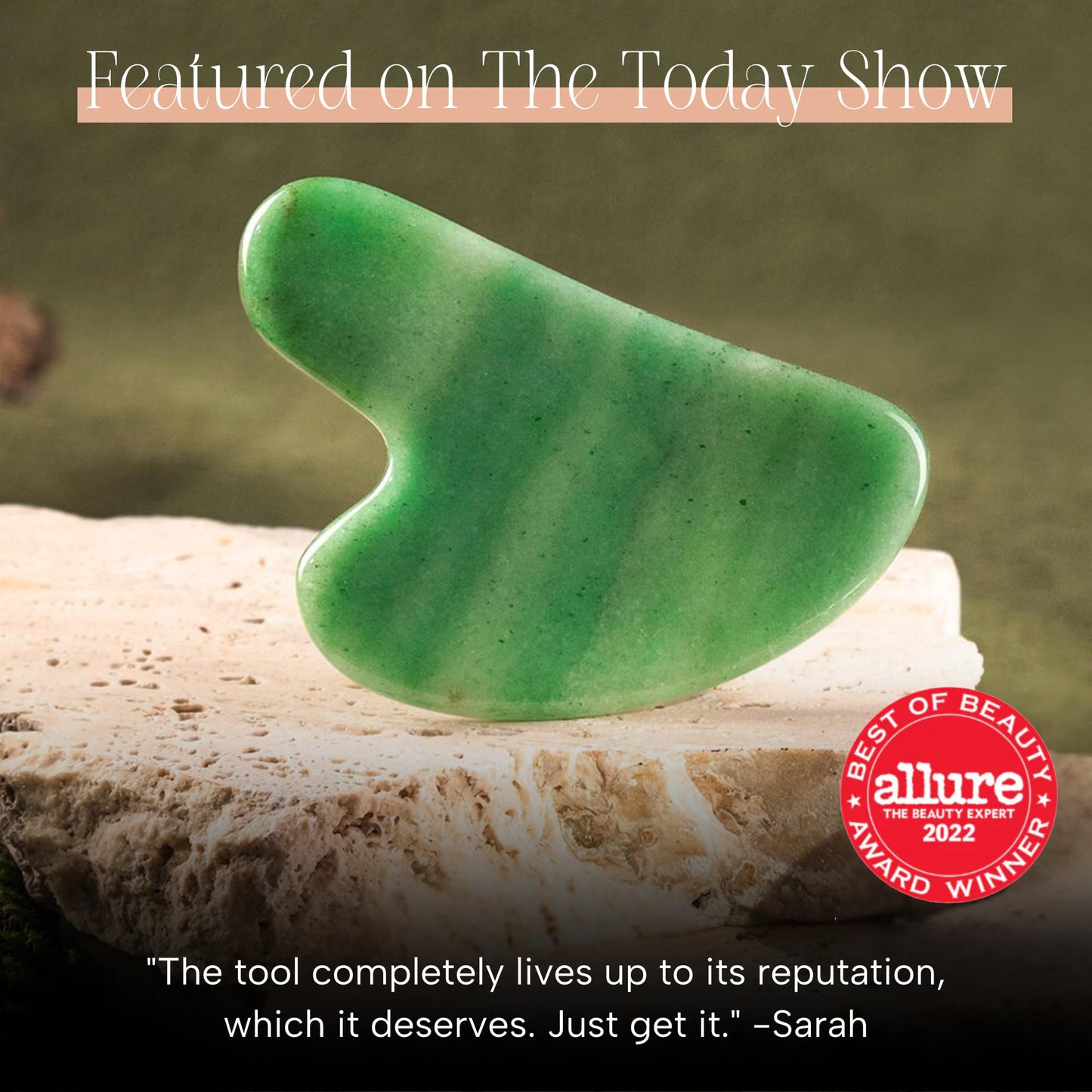 Mount Lai Jade Gua Sha Facial Tool – 100% Genuine Jade for Face Sculpting, Lymphatic Drainage, Puffiness Reduction & Radiance